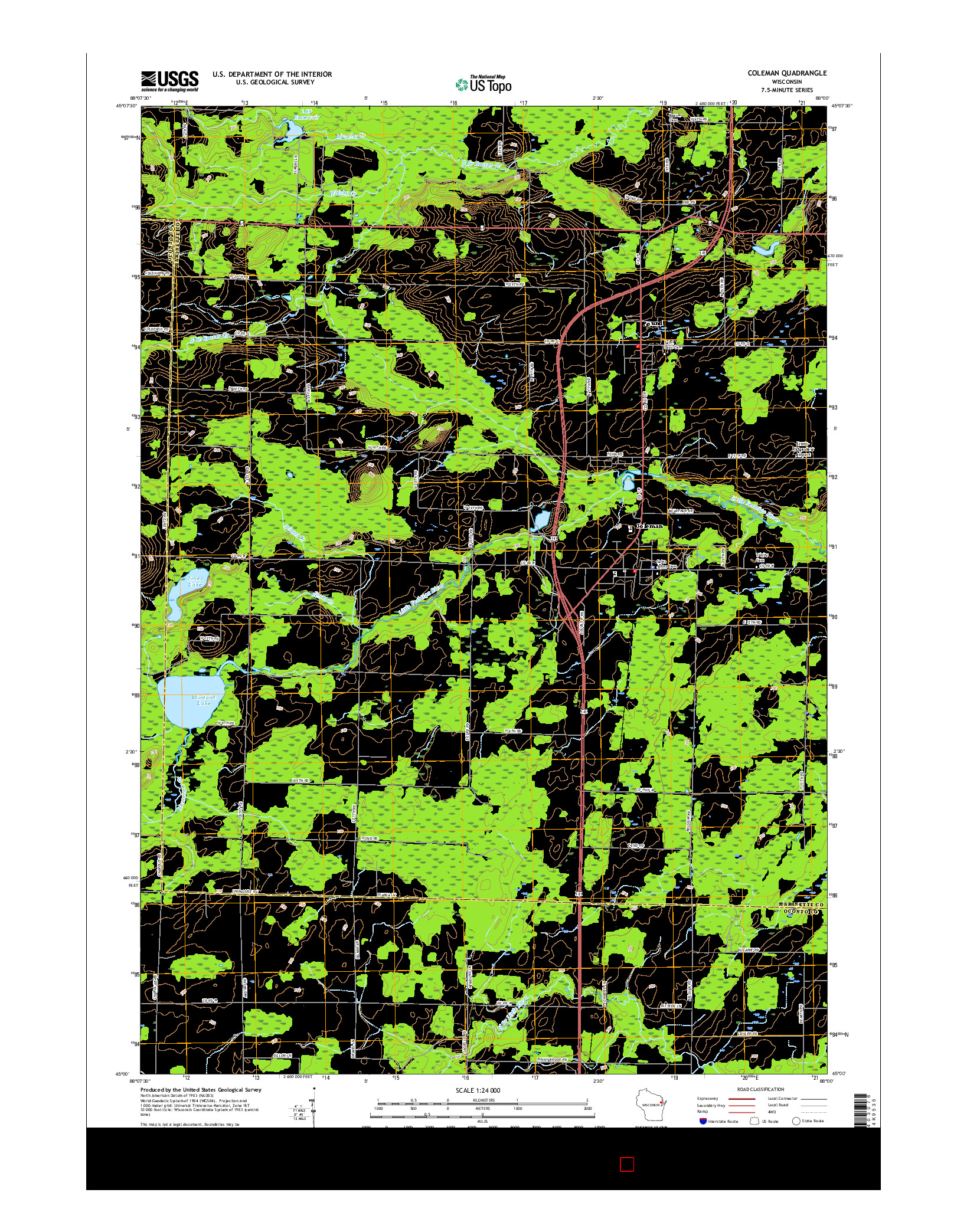 USGS US TOPO 7.5-MINUTE MAP FOR COLEMAN, WI 2015
