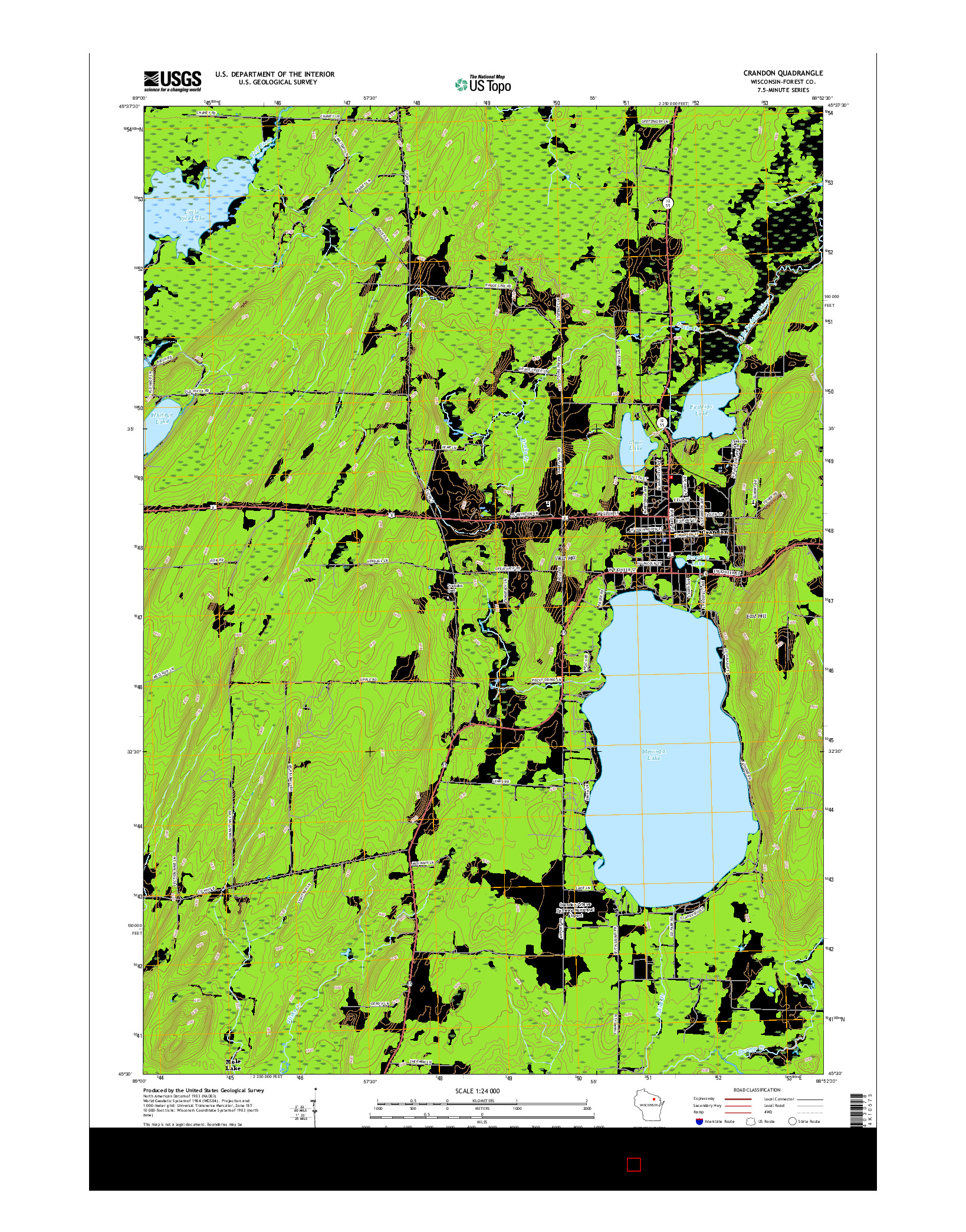 USGS US TOPO 7.5-MINUTE MAP FOR CRANDON, WI 2015