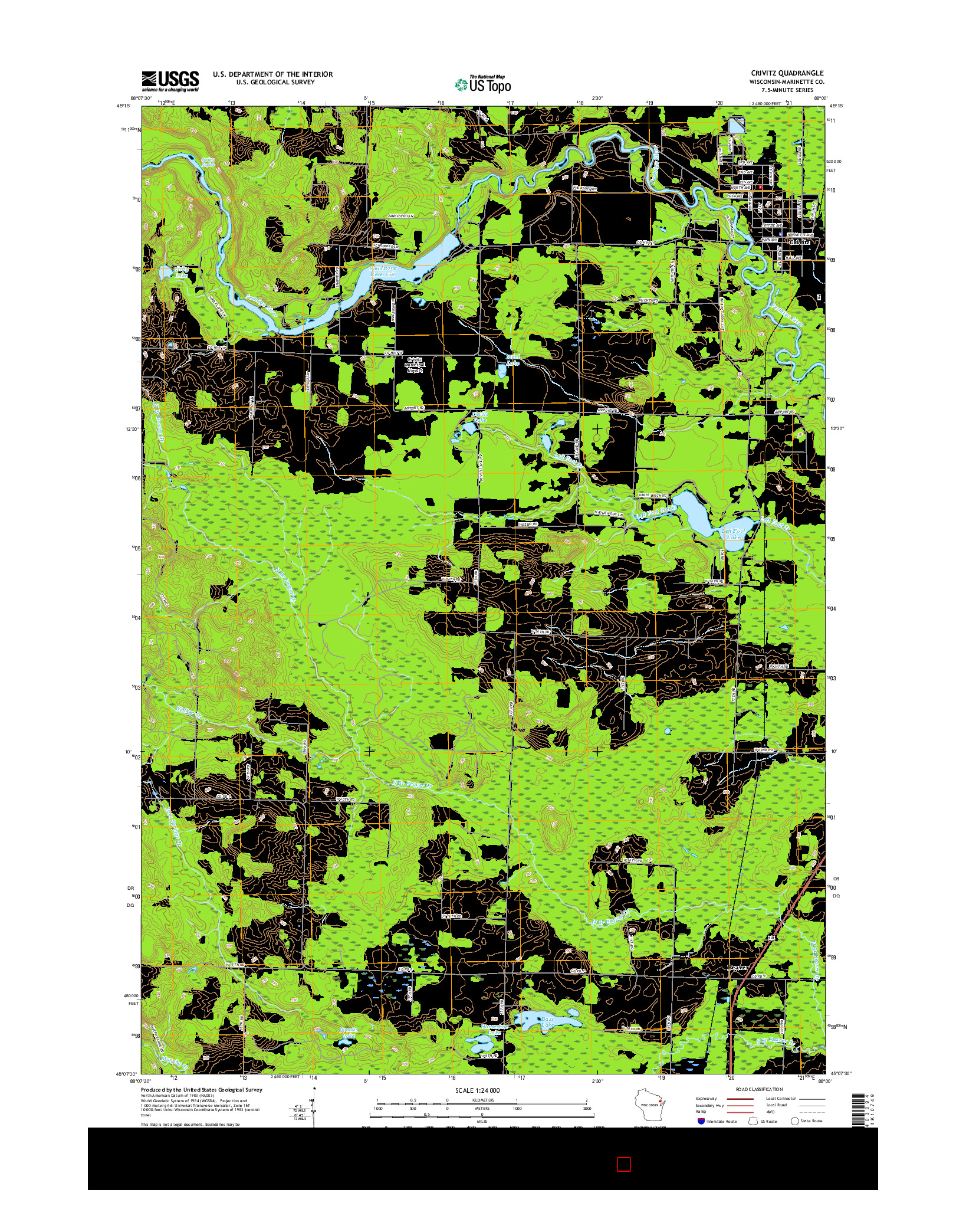 USGS US TOPO 7.5-MINUTE MAP FOR CRIVITZ, WI 2015