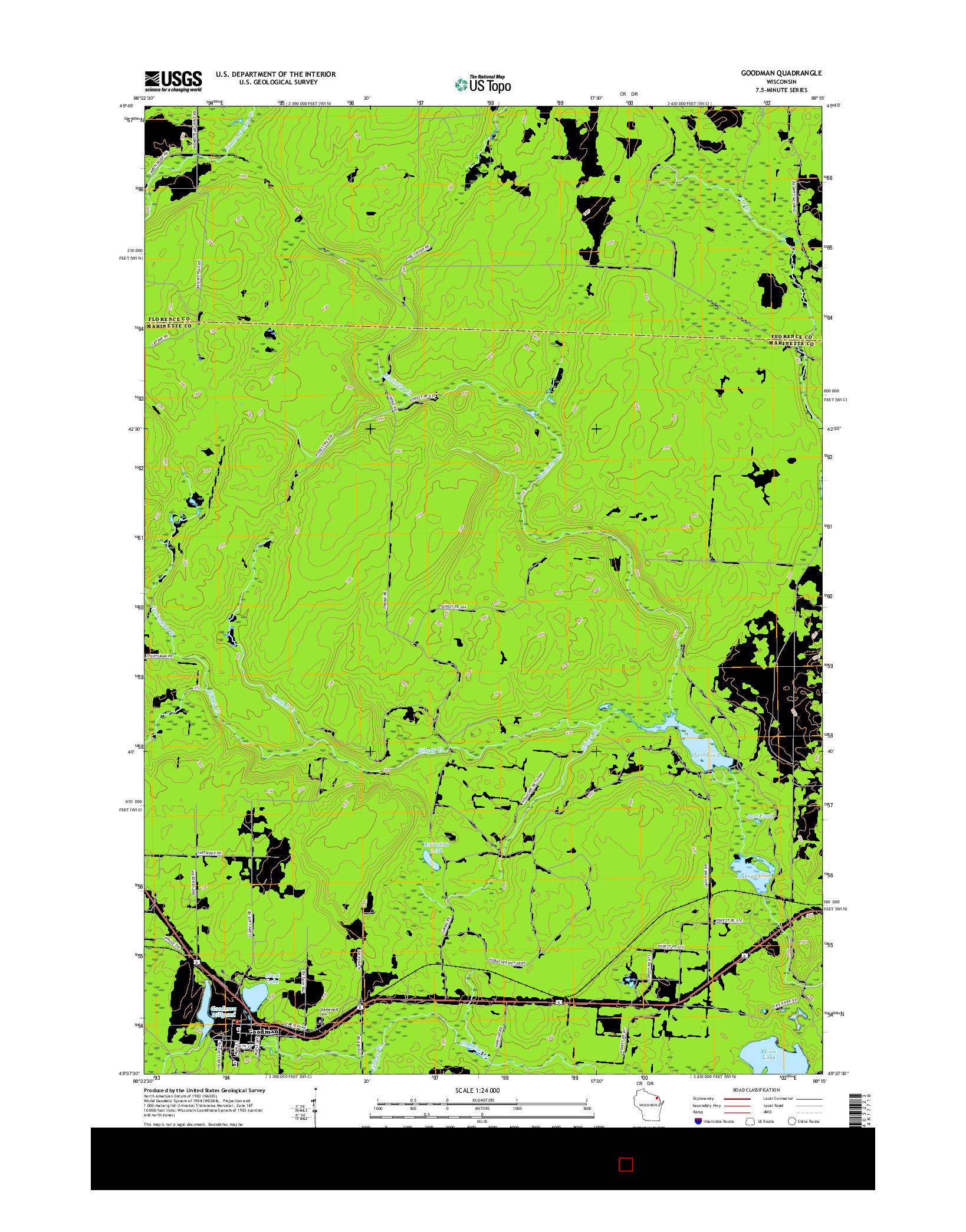 USGS US TOPO 7.5-MINUTE MAP FOR GOODMAN, WI 2015