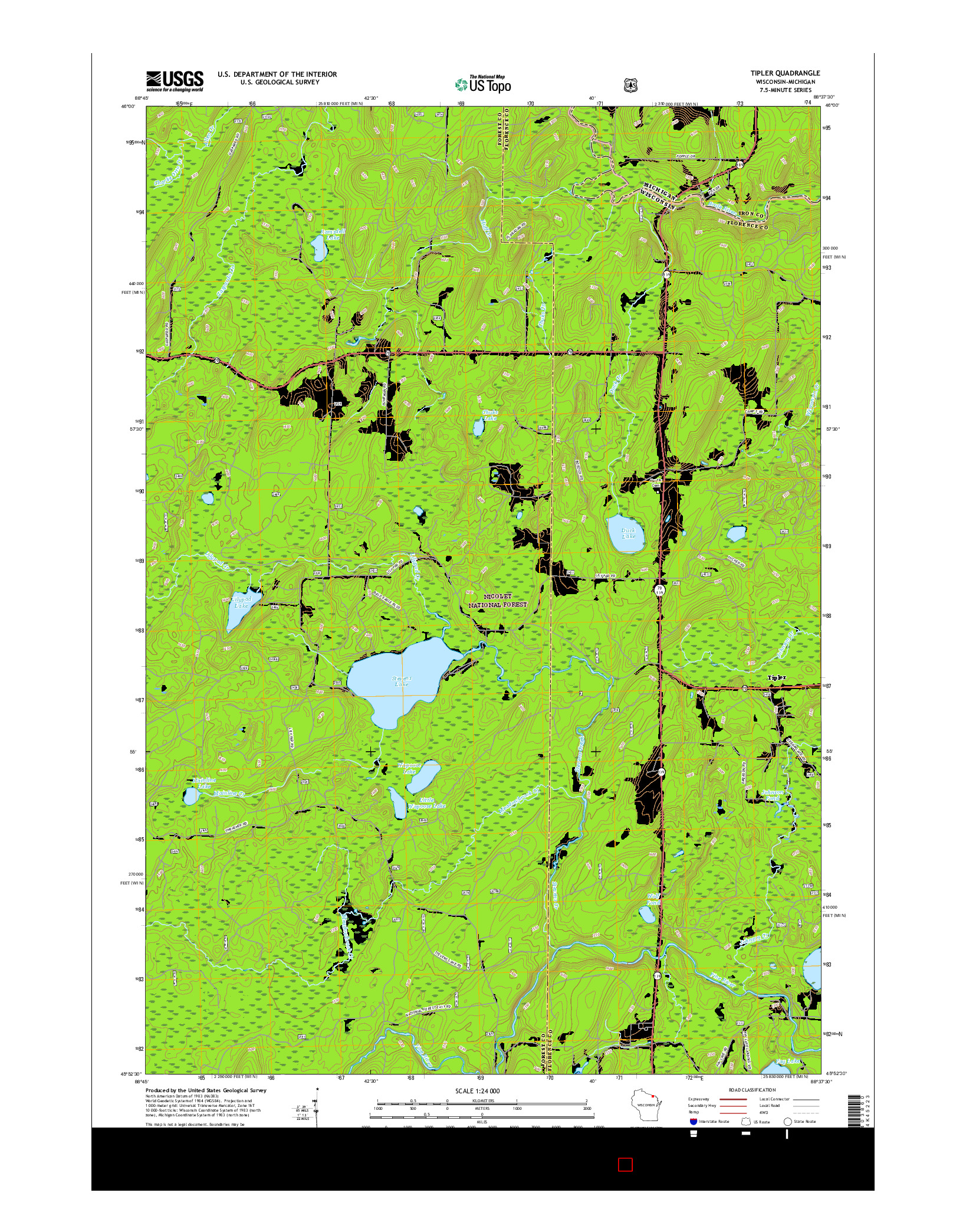 USGS US TOPO 7.5-MINUTE MAP FOR TIPLER, WI-MI 2015