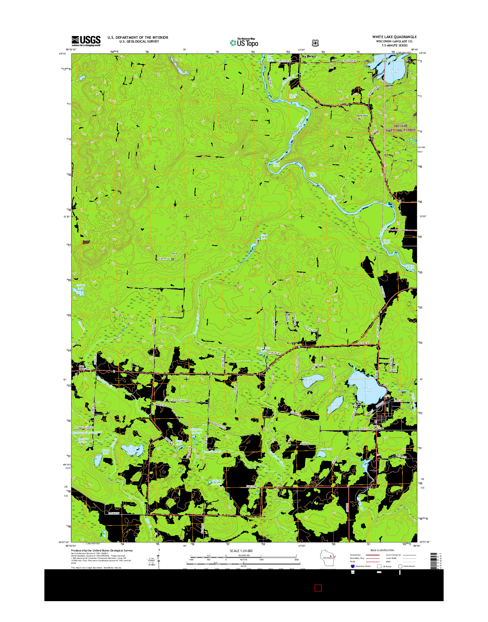 USGS US TOPO 7.5-MINUTE MAP FOR WHITE LAKE, WI 2015