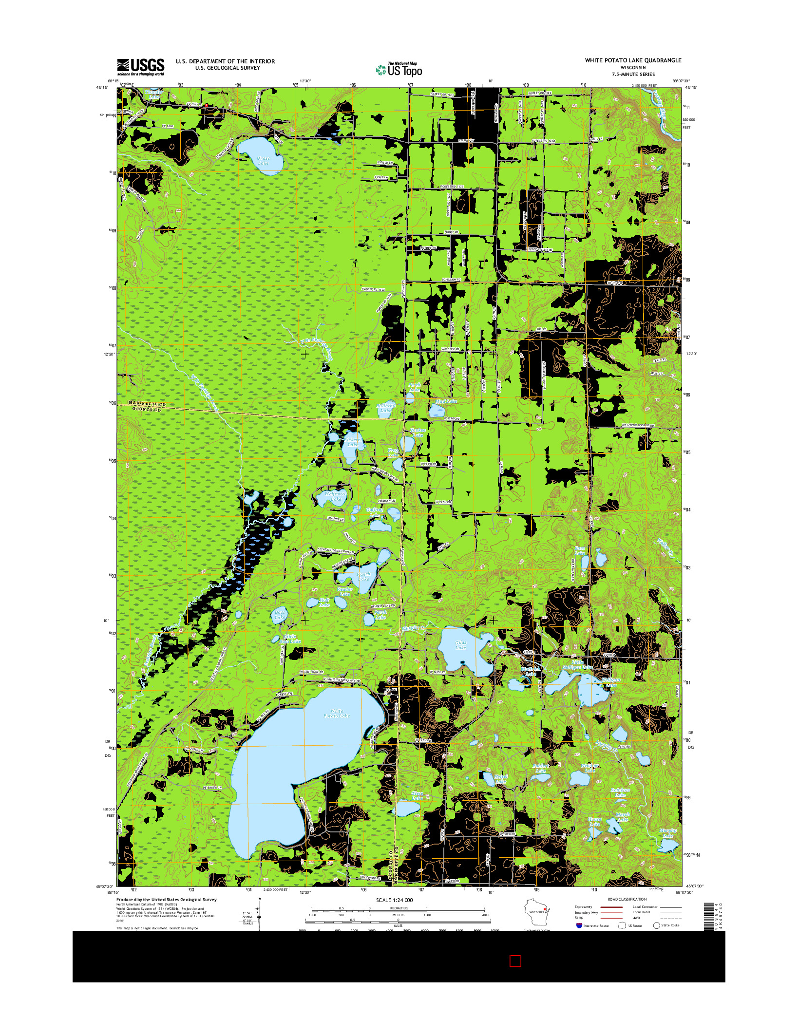 USGS US TOPO 7.5-MINUTE MAP FOR WHITE POTATO LAKE, WI 2015