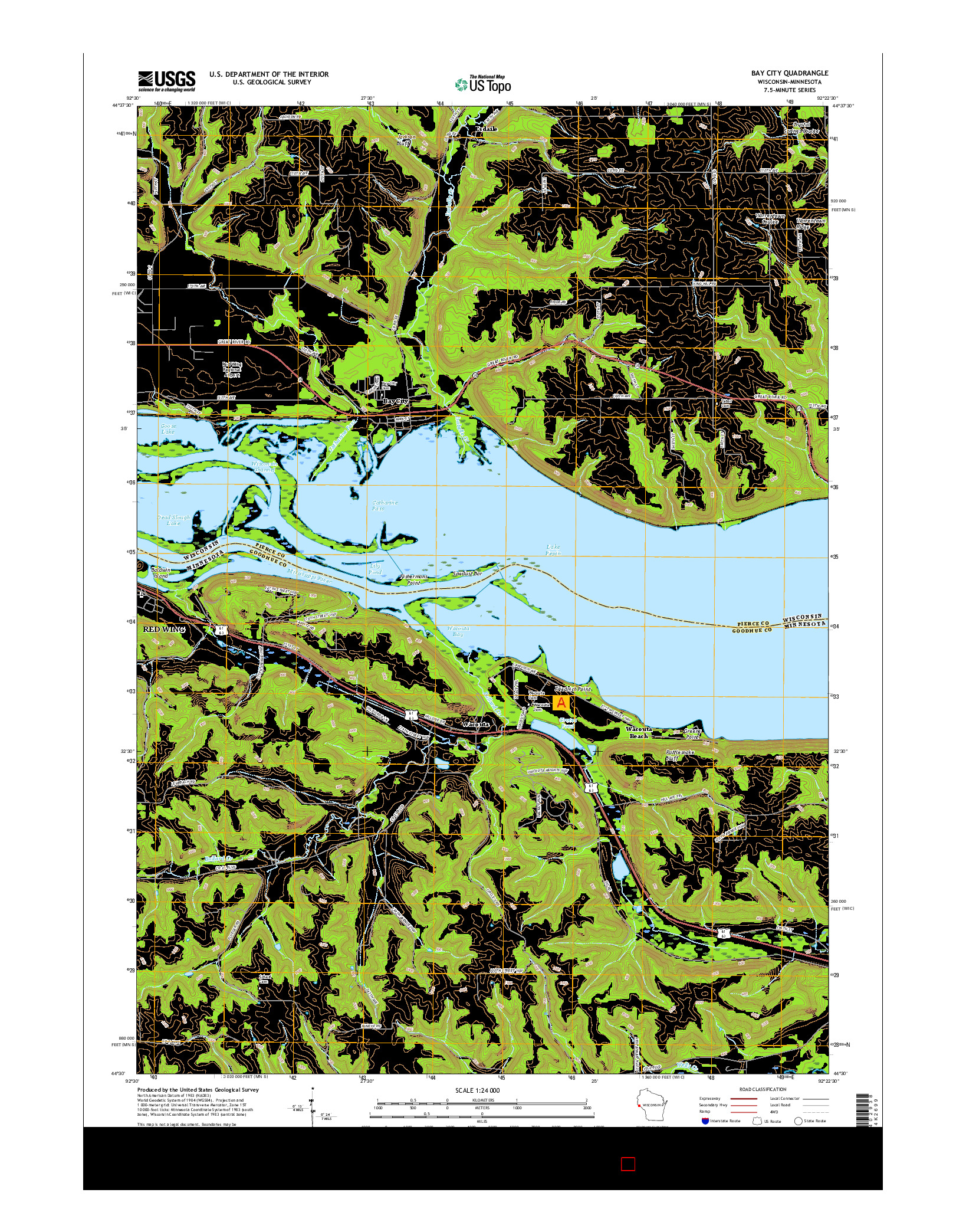 USGS US TOPO 7.5-MINUTE MAP FOR BAY CITY, WI-MN 2015