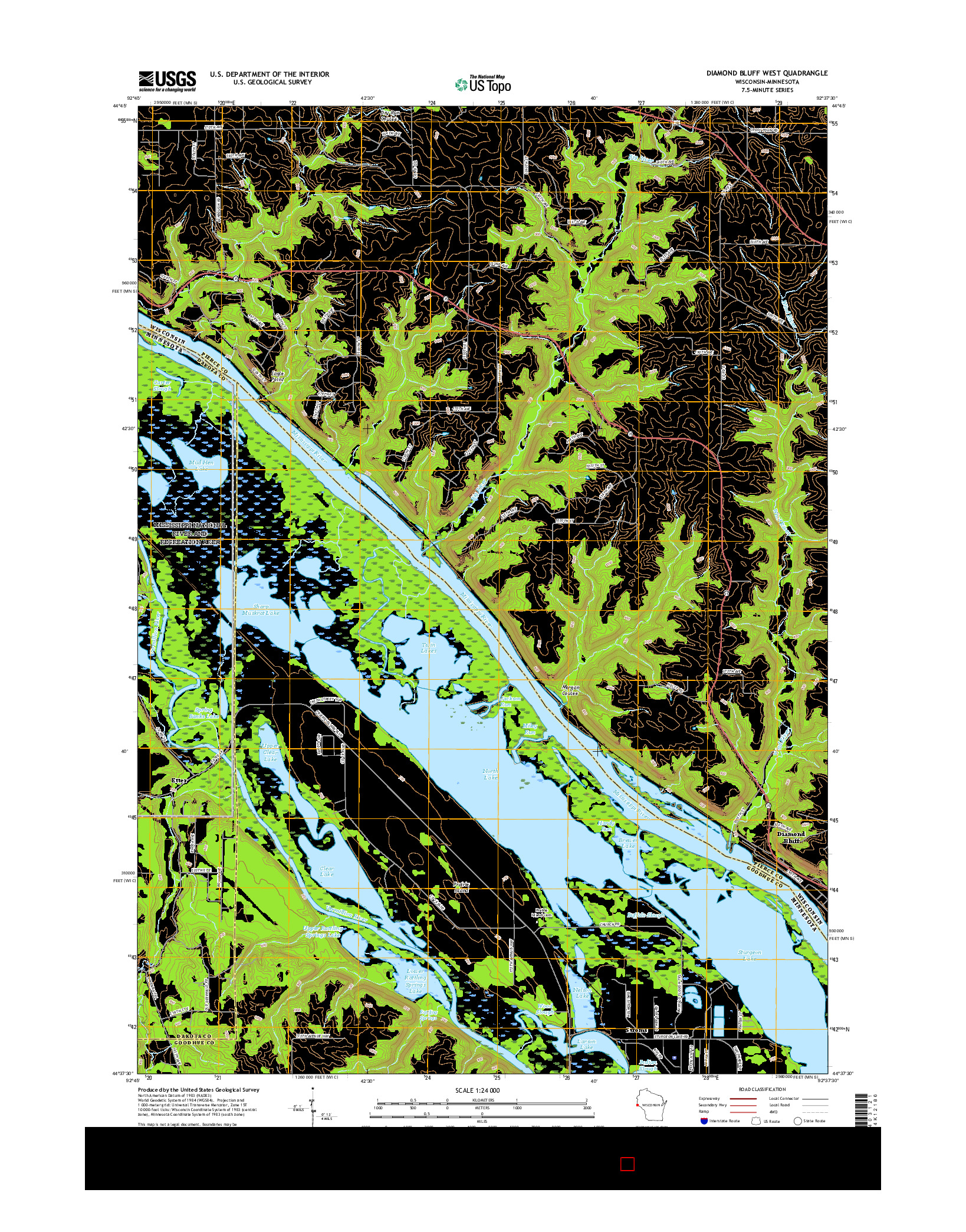USGS US TOPO 7.5-MINUTE MAP FOR DIAMOND BLUFF WEST, WI-MN 2015