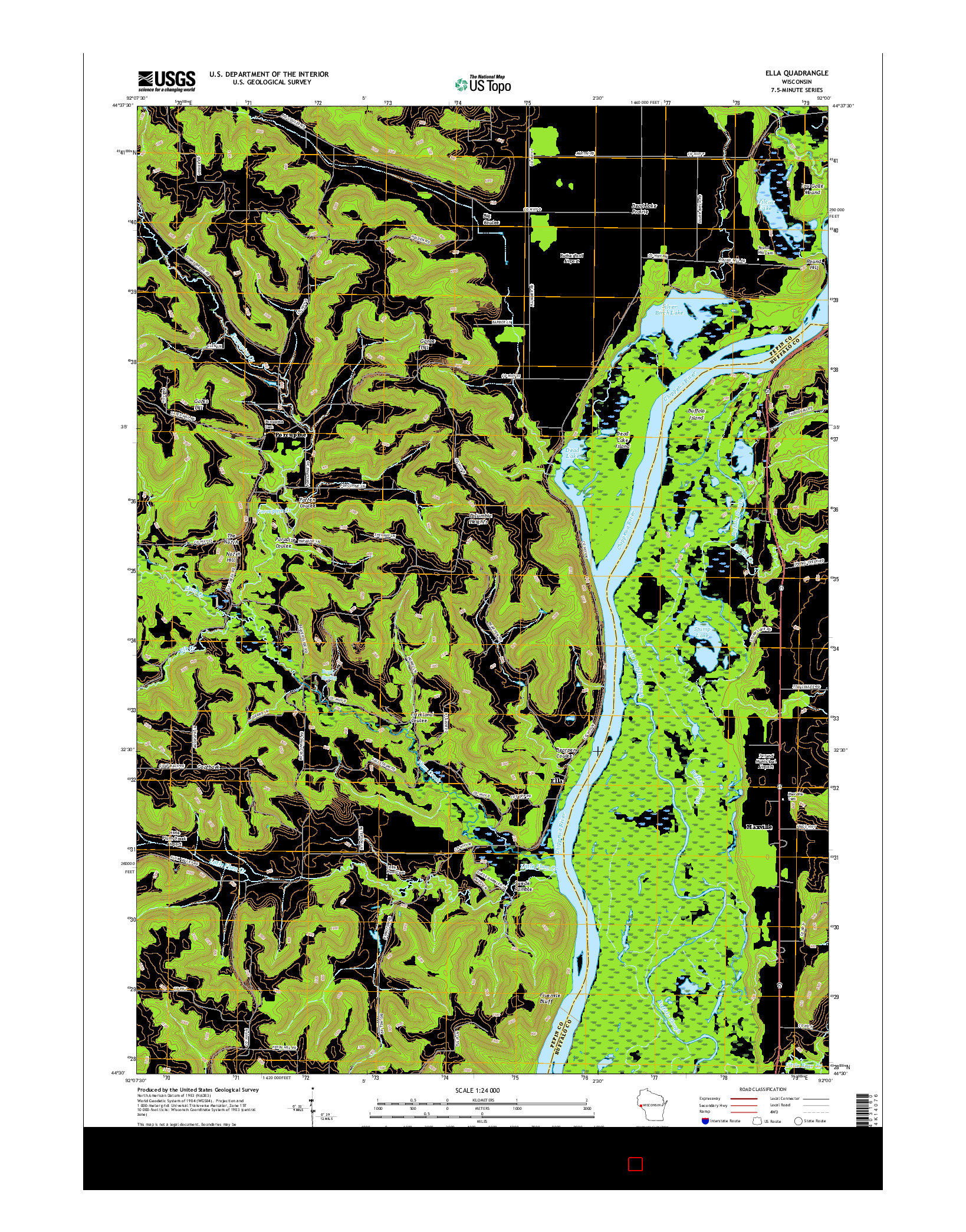 USGS US TOPO 7.5-MINUTE MAP FOR ELLA, WI 2015