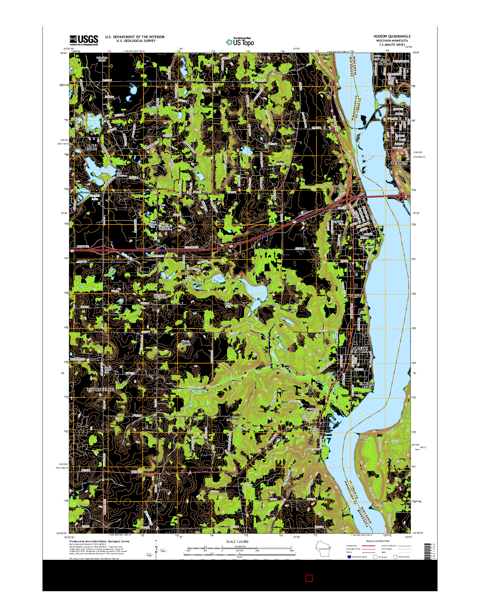 USGS US TOPO 7.5-MINUTE MAP FOR HUDSON, WI-MN 2015