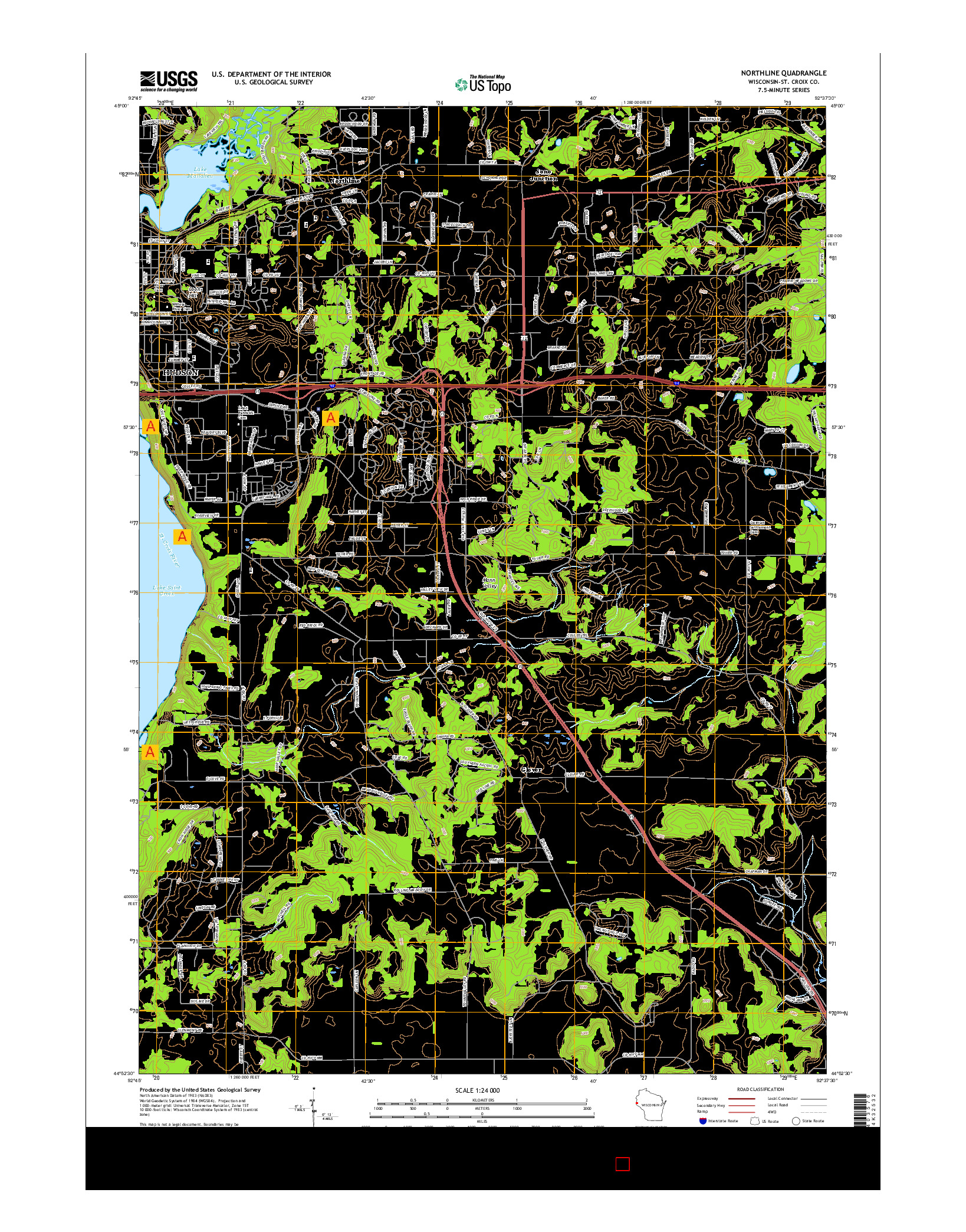 USGS US TOPO 7.5-MINUTE MAP FOR NORTHLINE, WI 2015