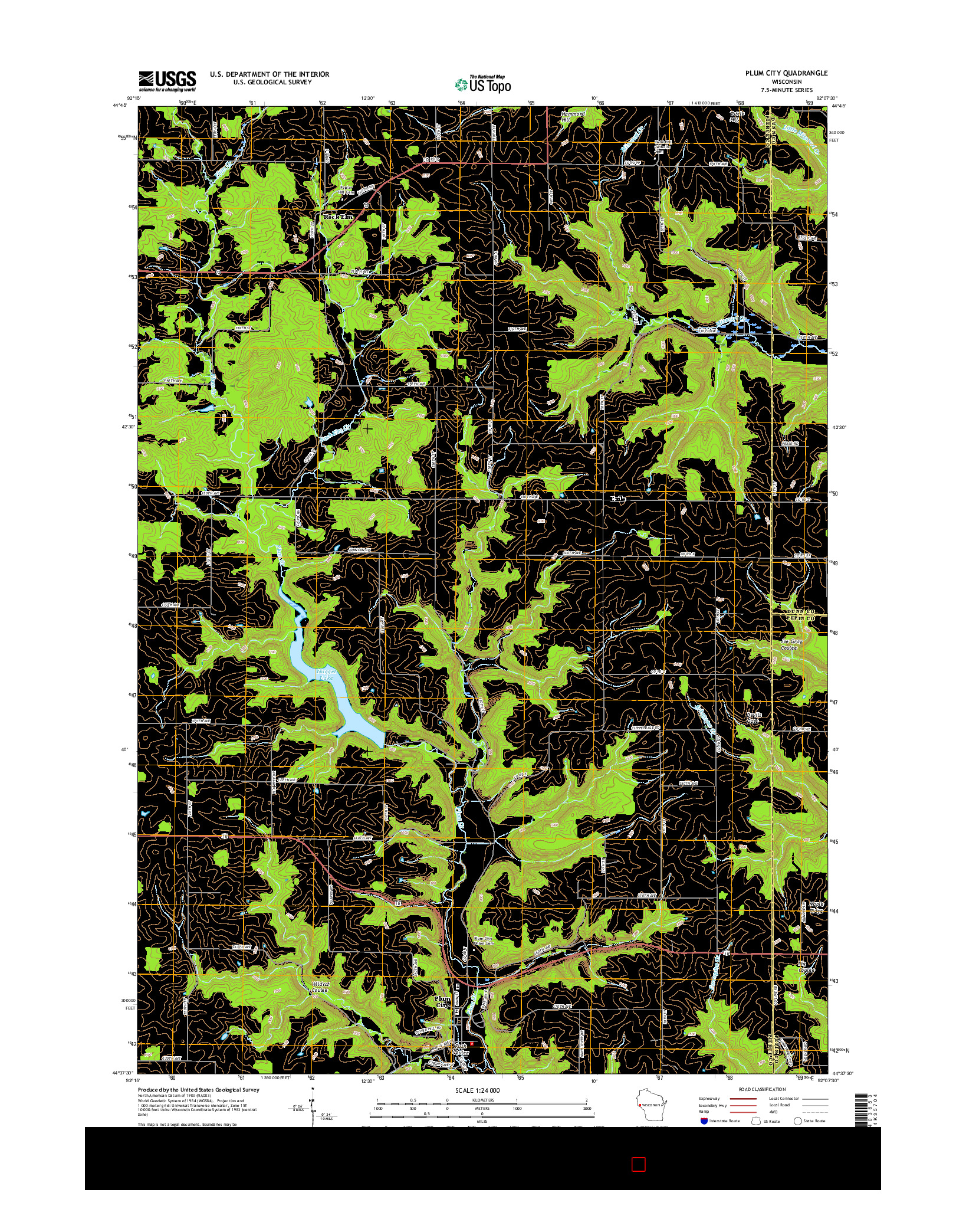 USGS US TOPO 7.5-MINUTE MAP FOR PLUM CITY, WI 2015