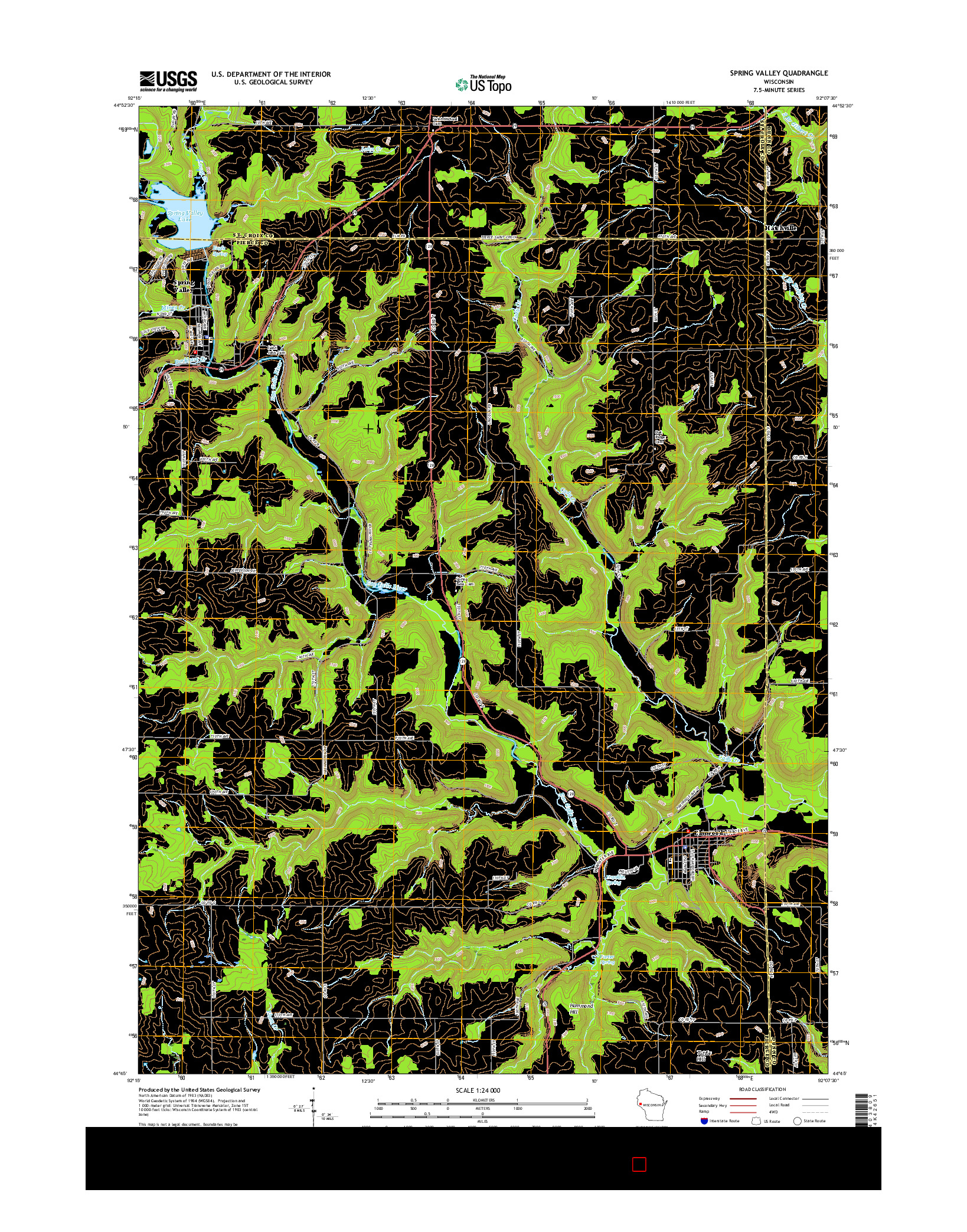 USGS US TOPO 7.5-MINUTE MAP FOR SPRING VALLEY, WI 2015