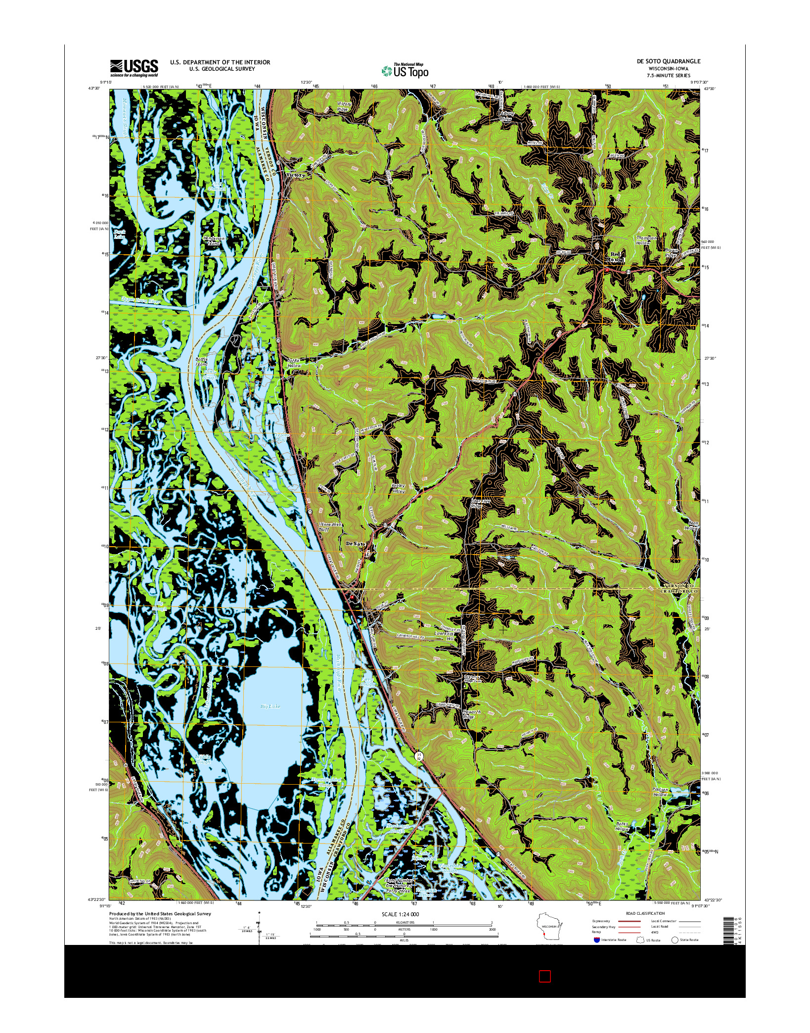 USGS US TOPO 7.5-MINUTE MAP FOR DE SOTO, WI-IA 2015