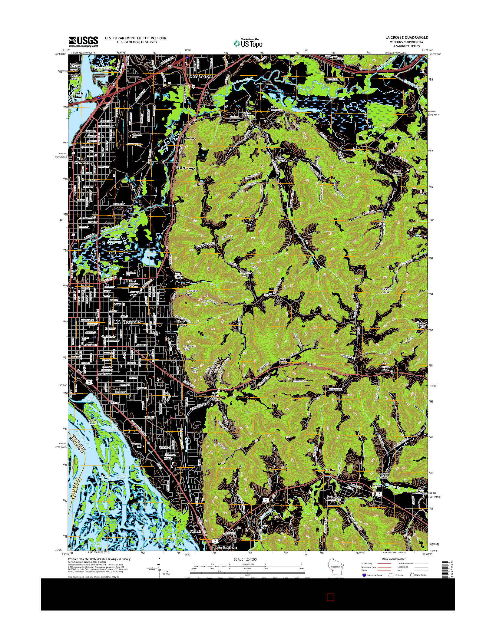 USGS US TOPO 7.5-MINUTE MAP FOR LA CROSSE, WI-MN 2015