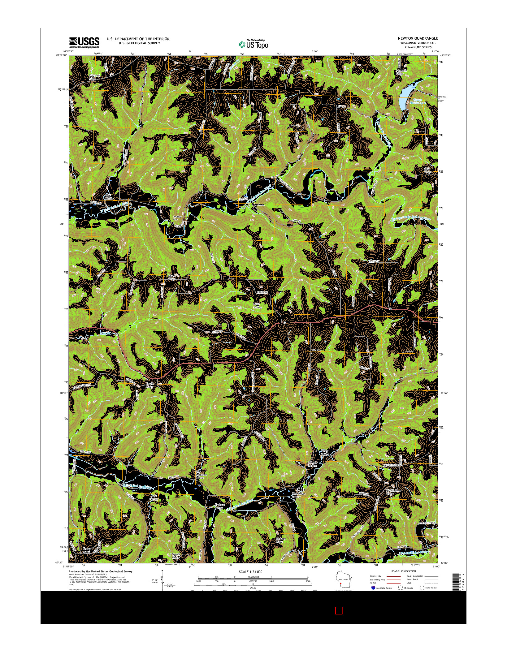 USGS US TOPO 7.5-MINUTE MAP FOR NEWTON, WI 2015