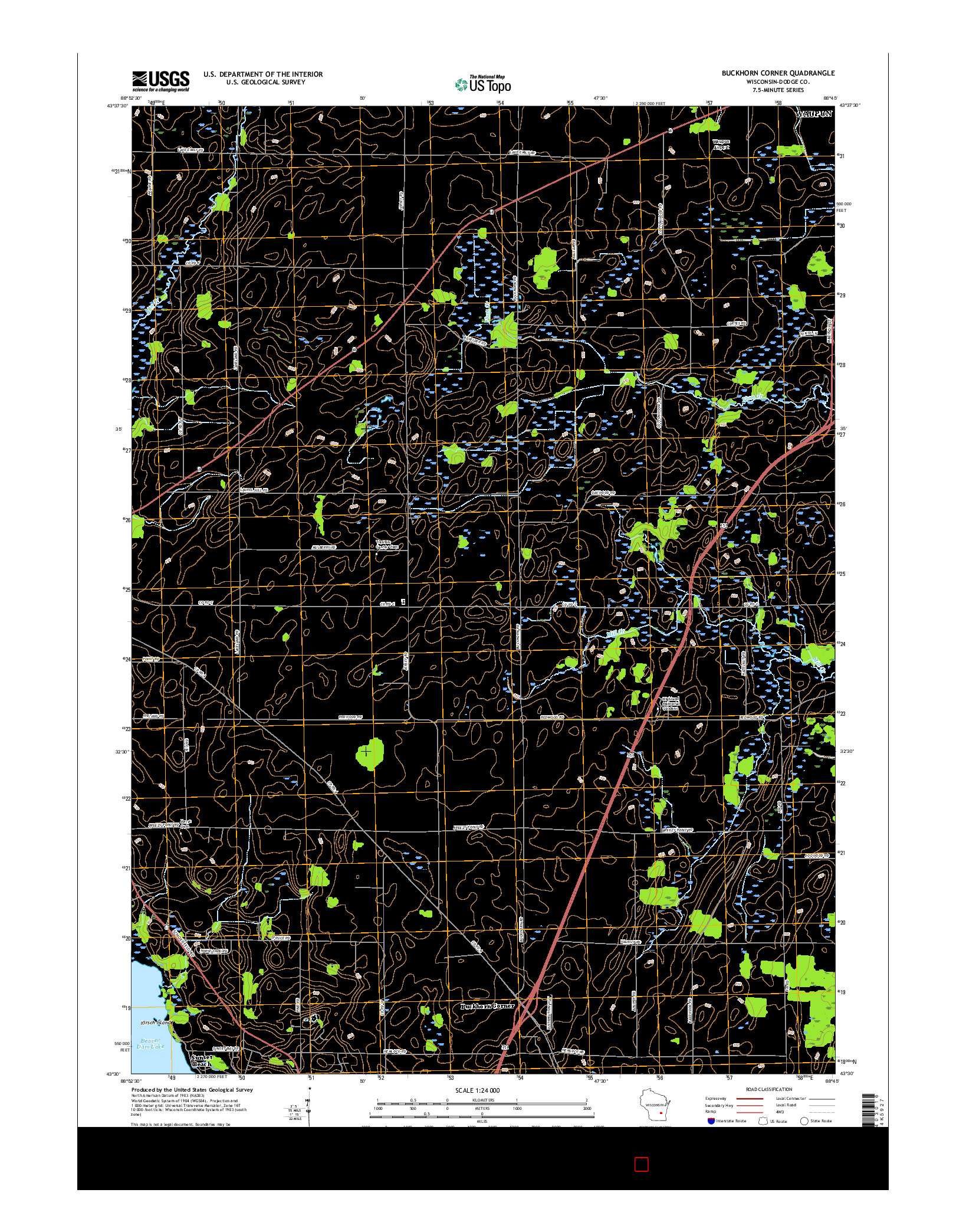 USGS US TOPO 7.5-MINUTE MAP FOR BUCKHORN CORNER, WI 2015