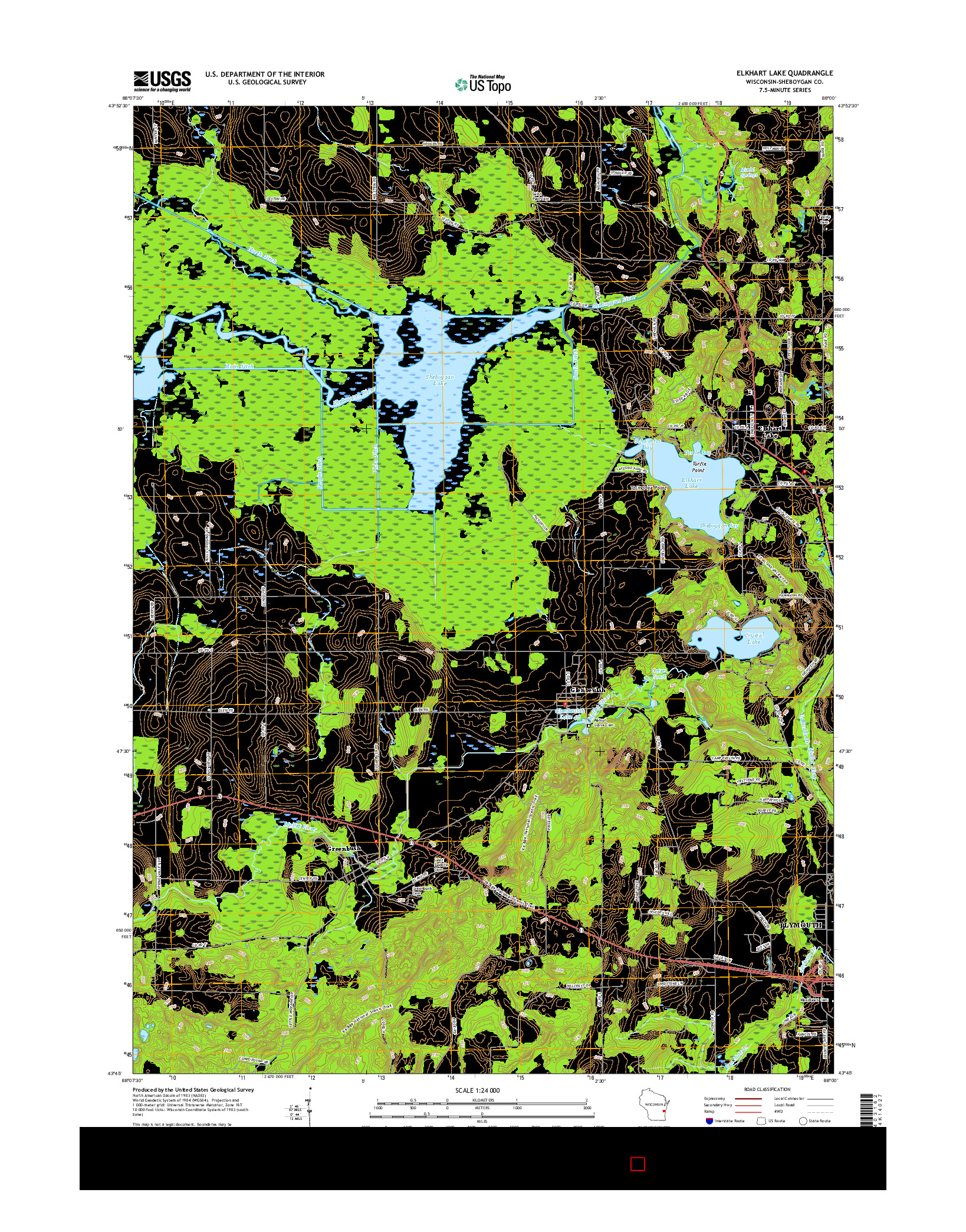 USGS US TOPO 7.5-MINUTE MAP FOR ELKHART LAKE, WI 2015