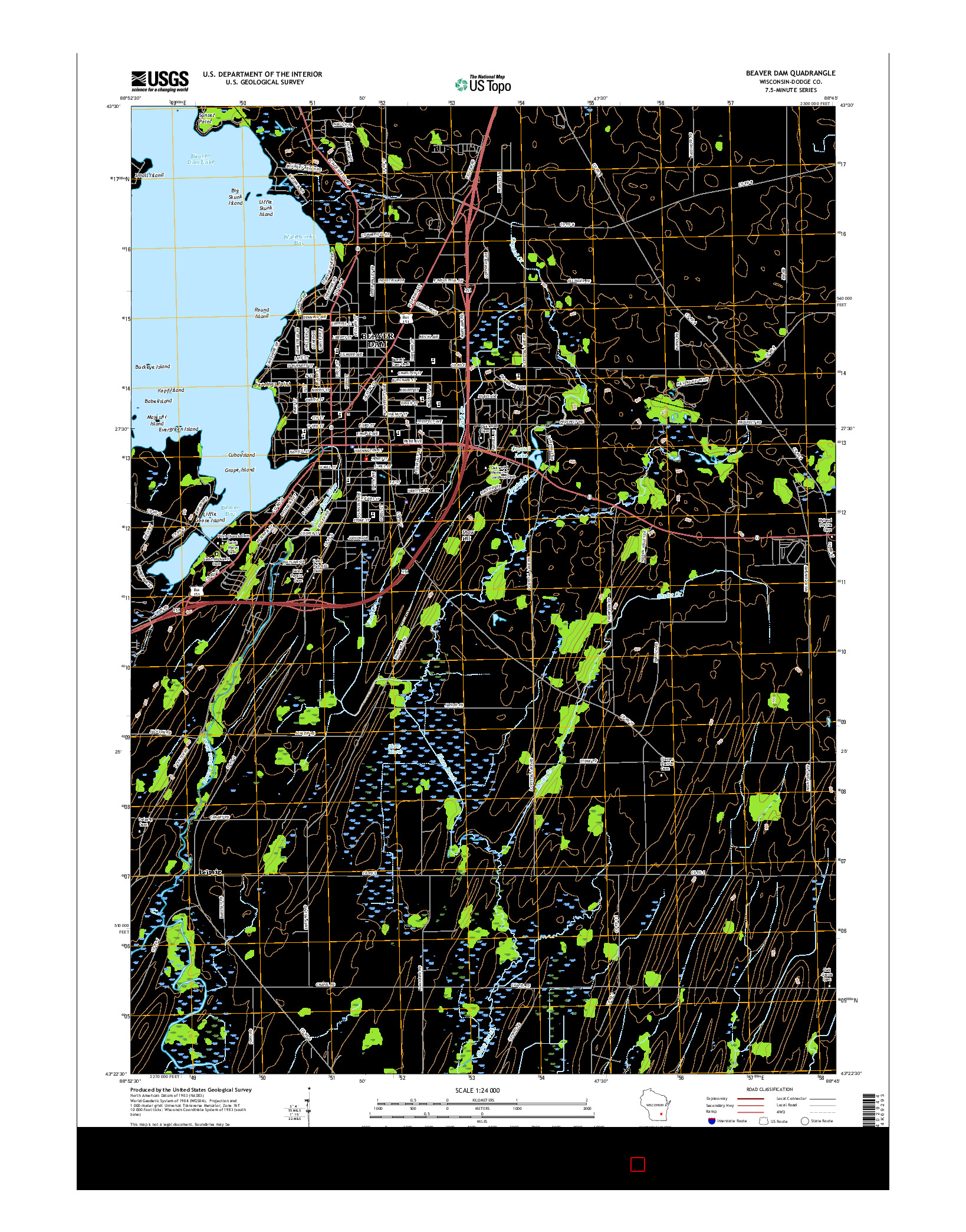 USGS US TOPO 7.5-MINUTE MAP FOR BEAVER DAM, WI 2015