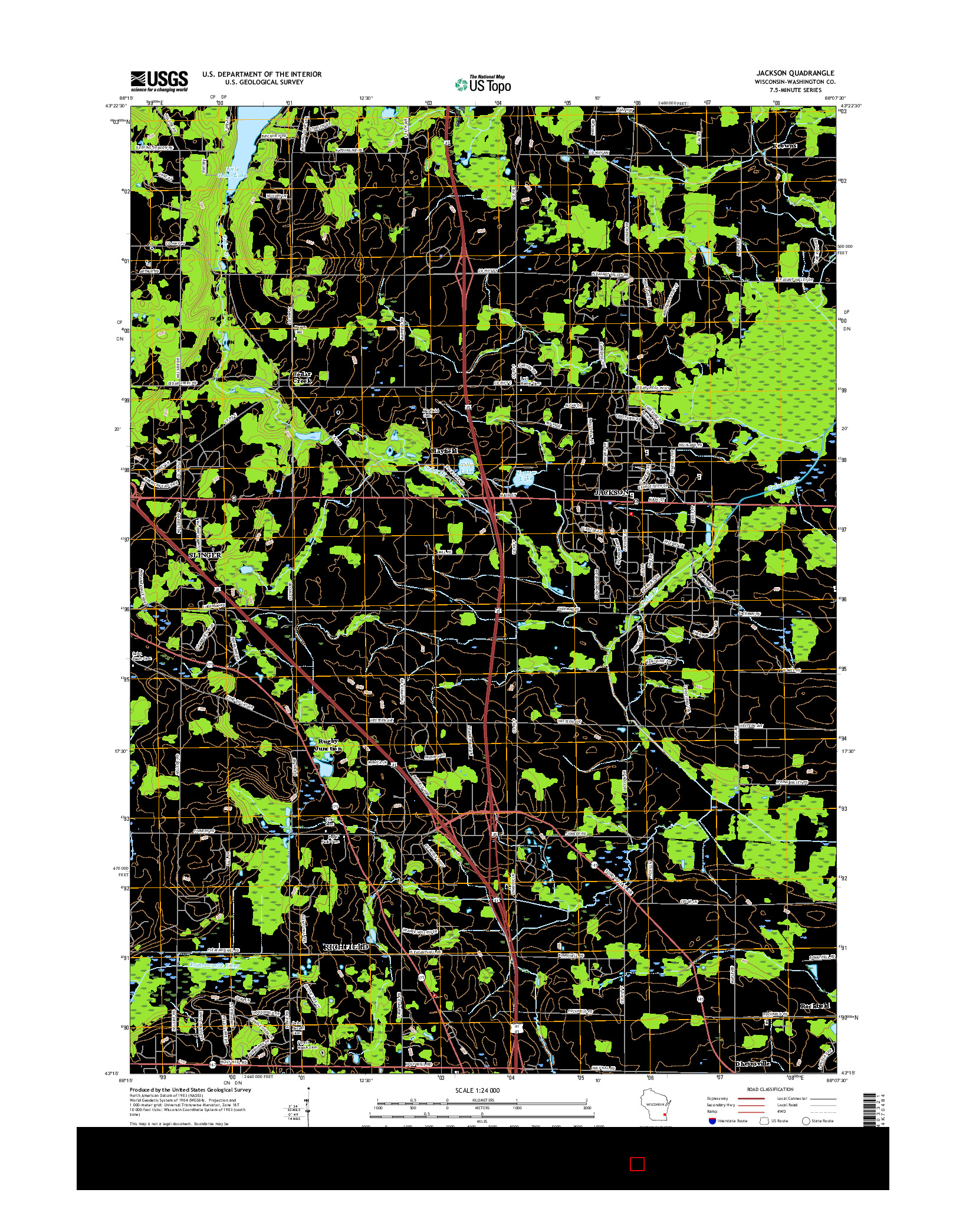 USGS US TOPO 7.5-MINUTE MAP FOR JACKSON, WI 2015