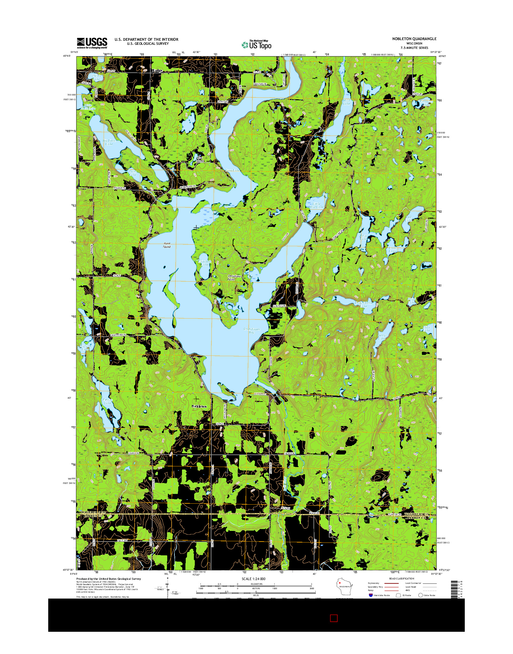 USGS US TOPO 7.5-MINUTE MAP FOR NOBLETON, WI 2015