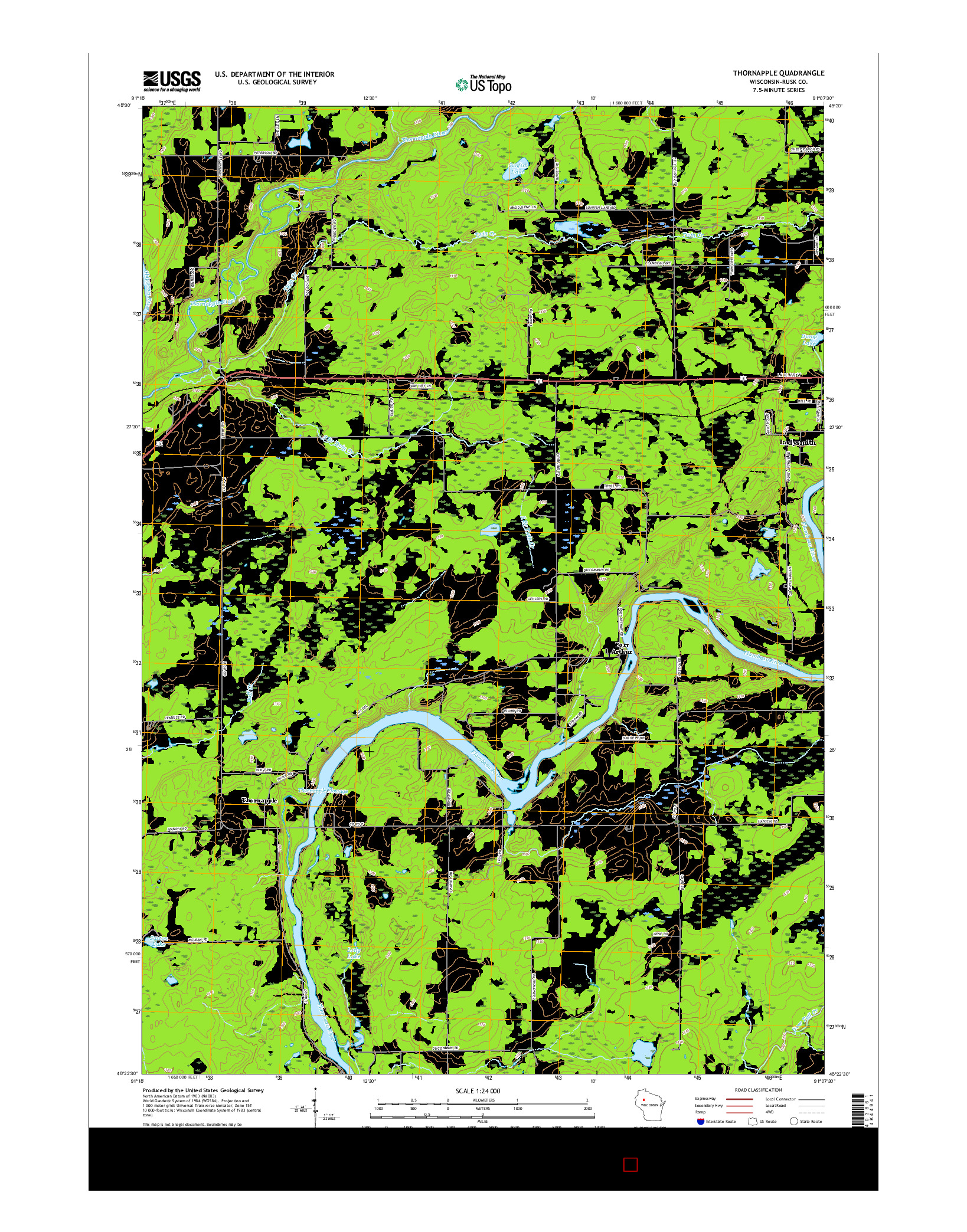 USGS US TOPO 7.5-MINUTE MAP FOR THORNAPPLE, WI 2015