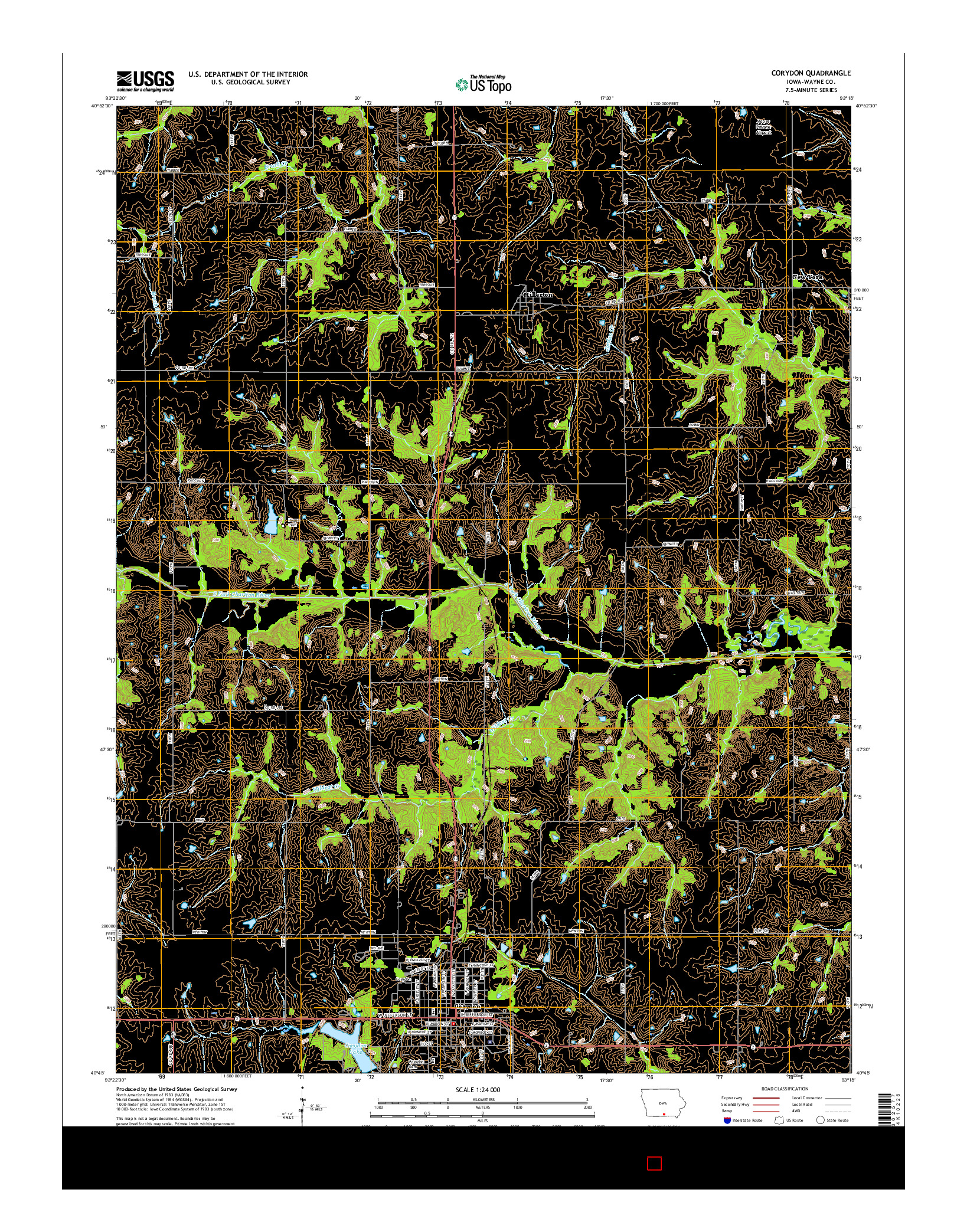 USGS US TOPO 7.5-MINUTE MAP FOR CORYDON, IA 2015