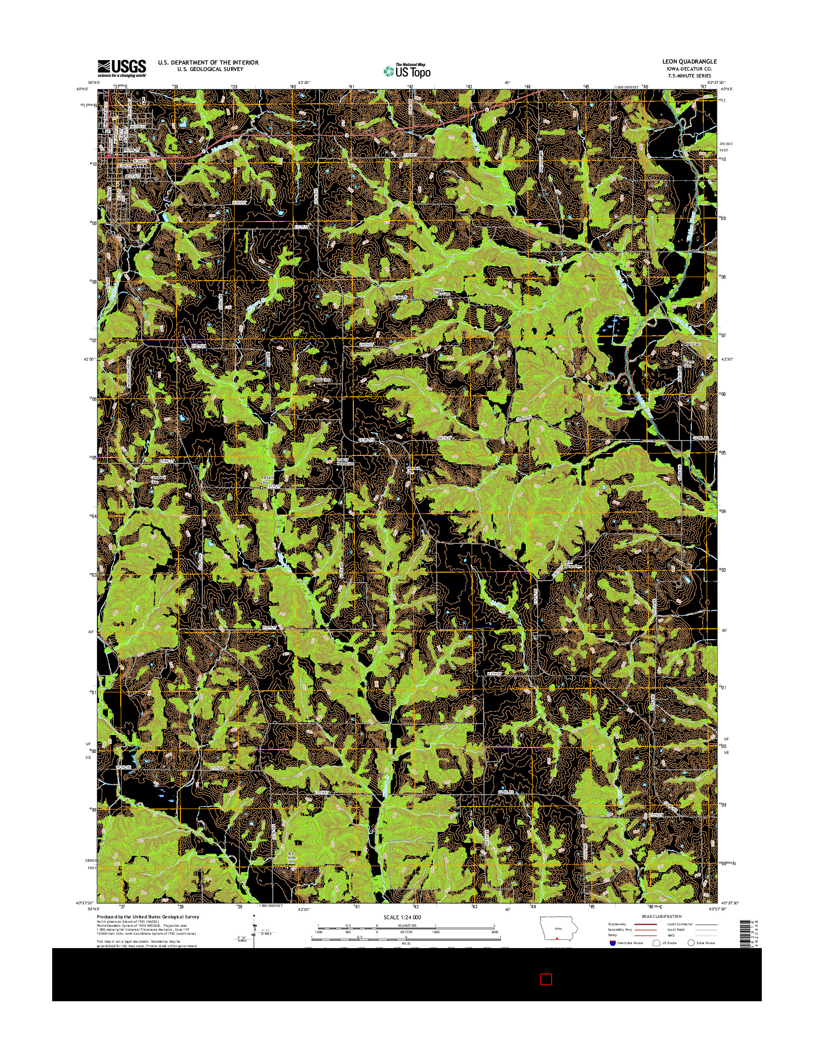 USGS US TOPO 7.5-MINUTE MAP FOR LEON, IA 2015
