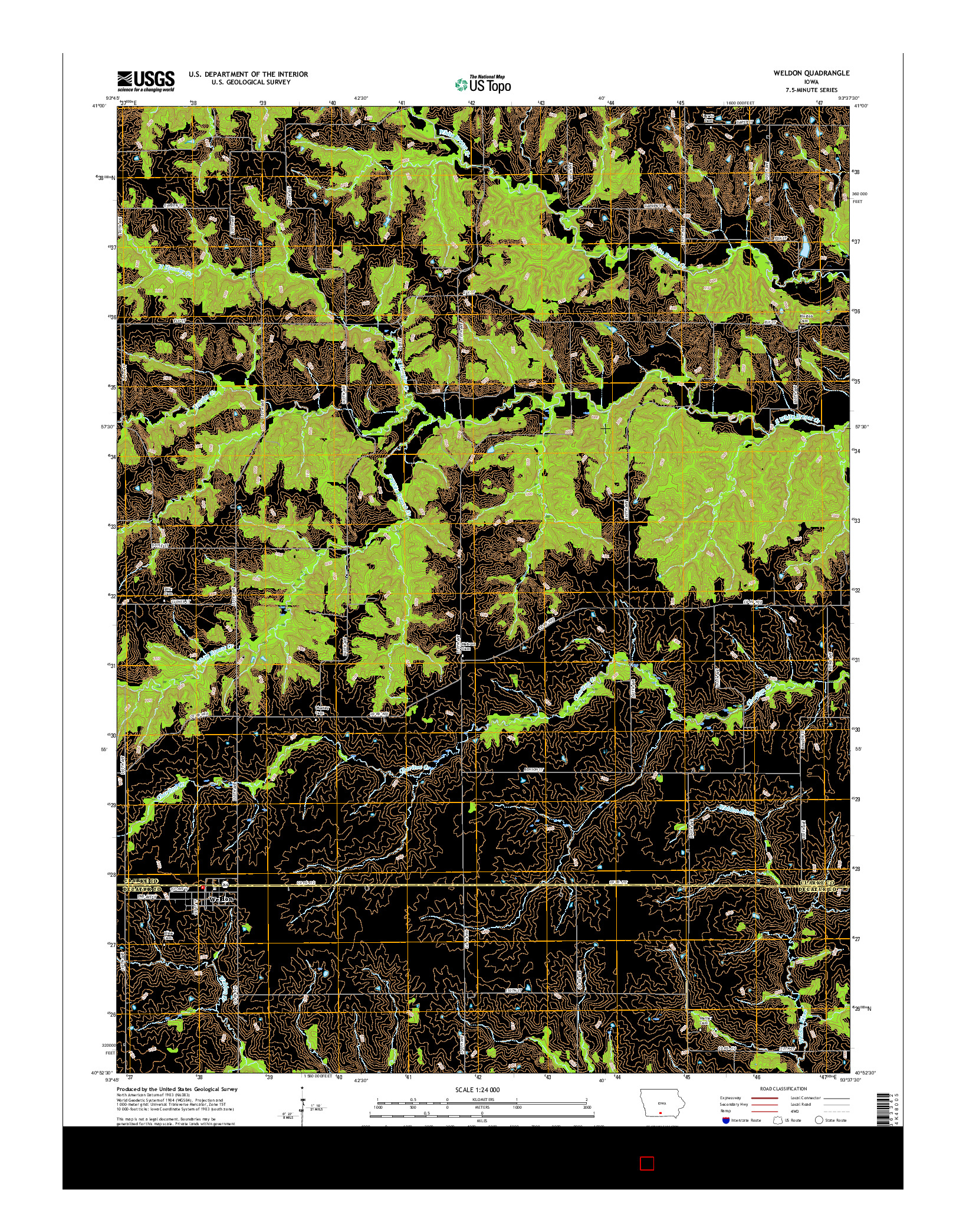 USGS US TOPO 7.5-MINUTE MAP FOR WELDON, IA 2015
