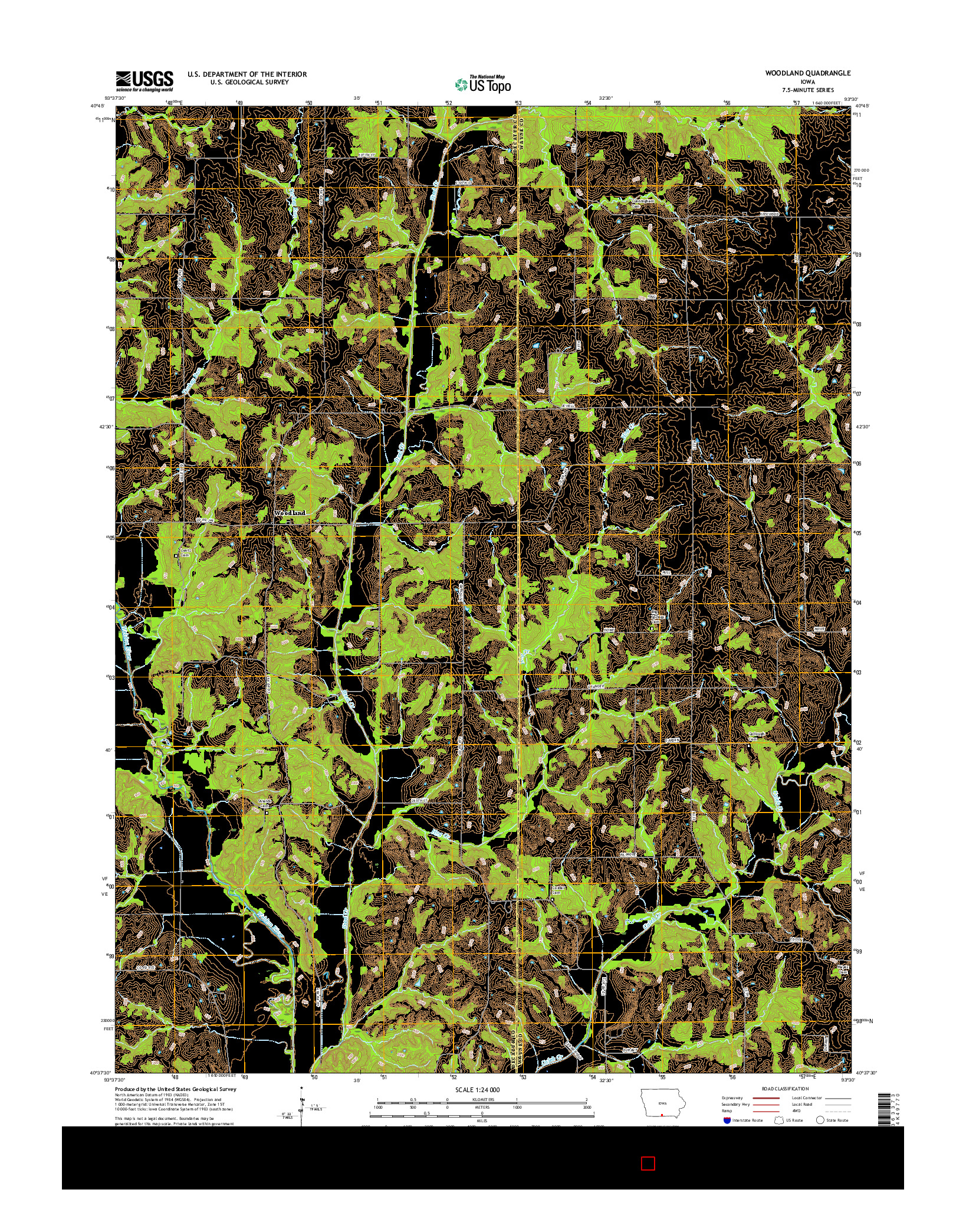 USGS US TOPO 7.5-MINUTE MAP FOR WOODLAND, IA 2015