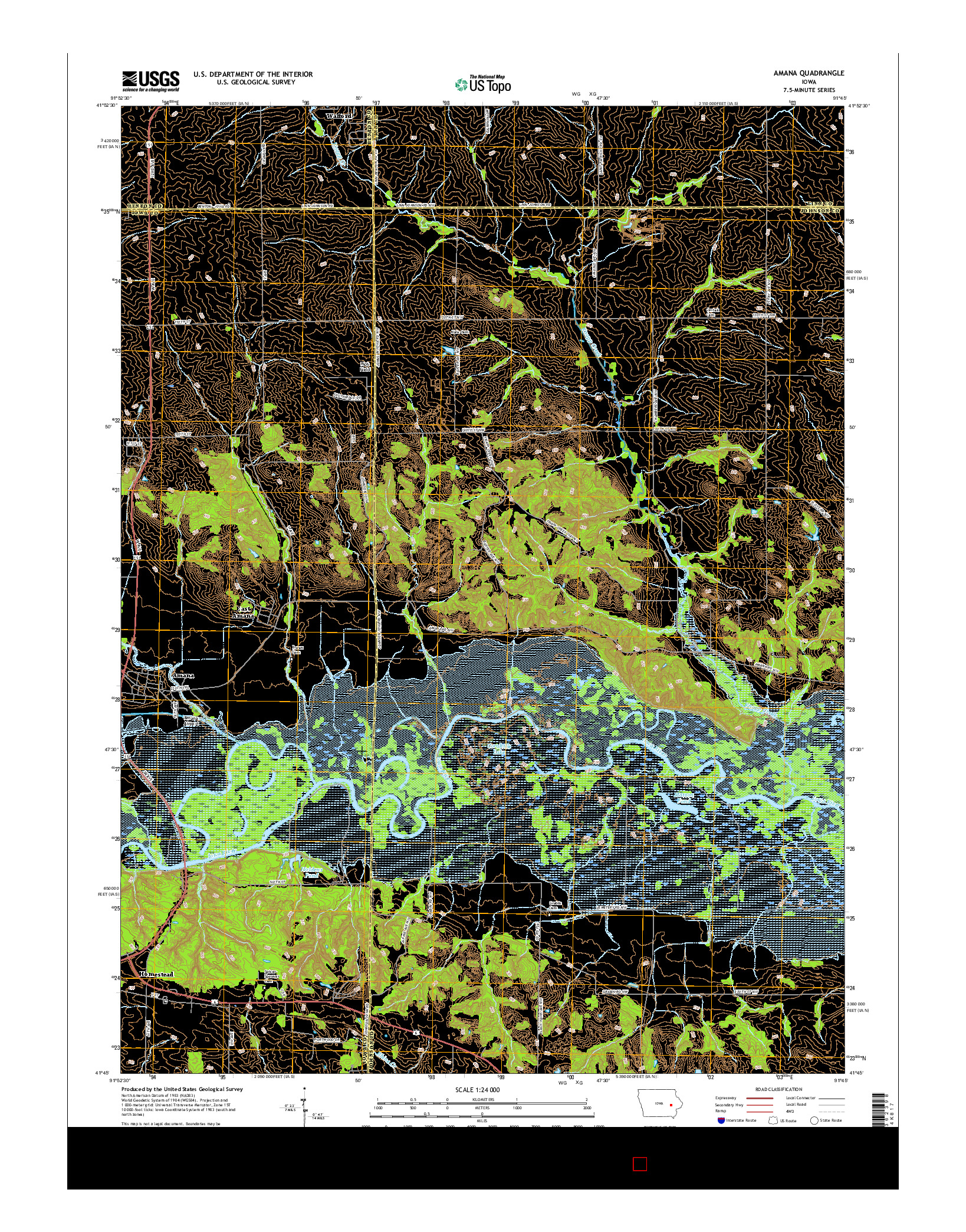 USGS US TOPO 7.5-MINUTE MAP FOR AMANA, IA 2015