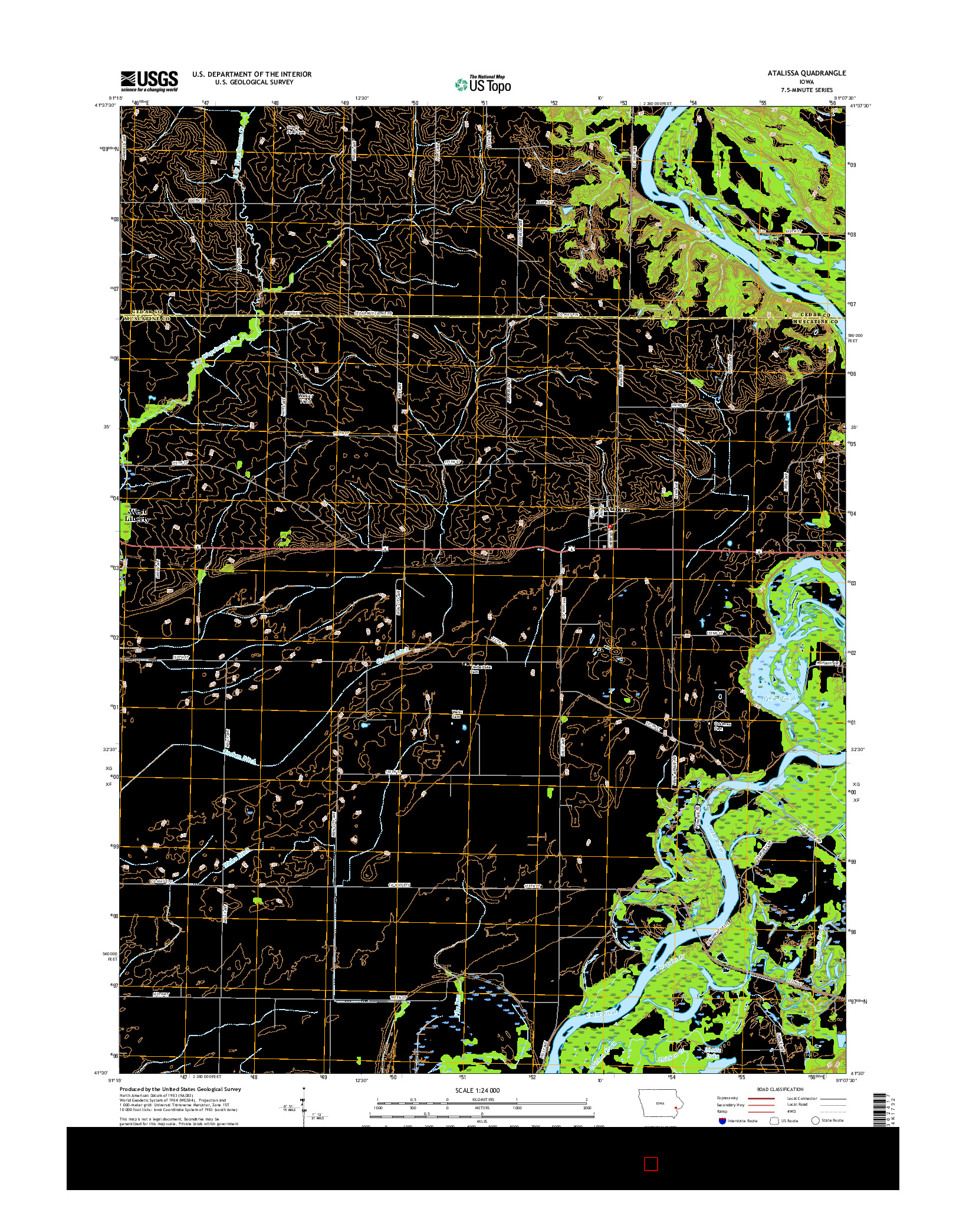 USGS US TOPO 7.5-MINUTE MAP FOR ATALISSA, IA 2015