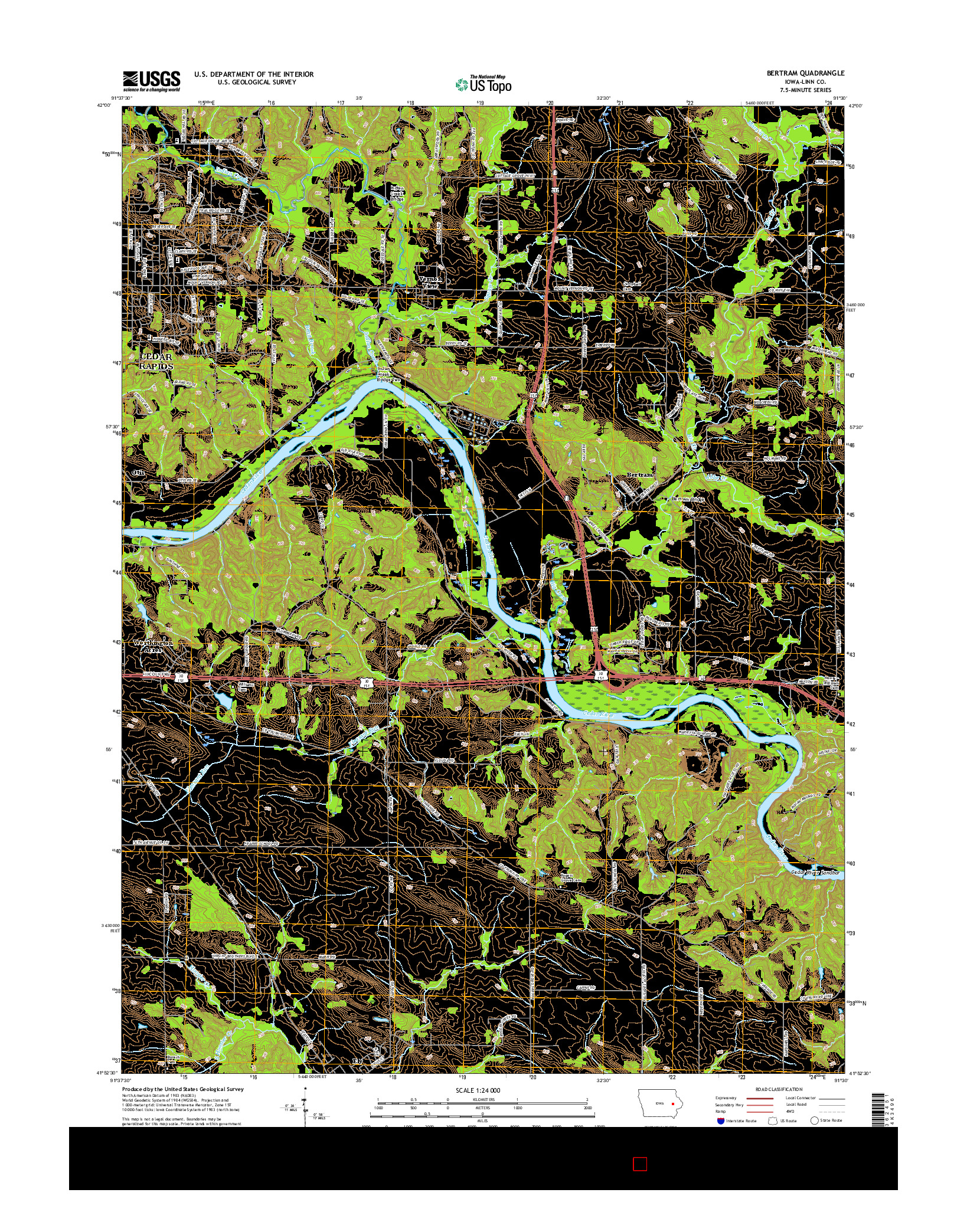 USGS US TOPO 7.5-MINUTE MAP FOR BERTRAM, IA 2015