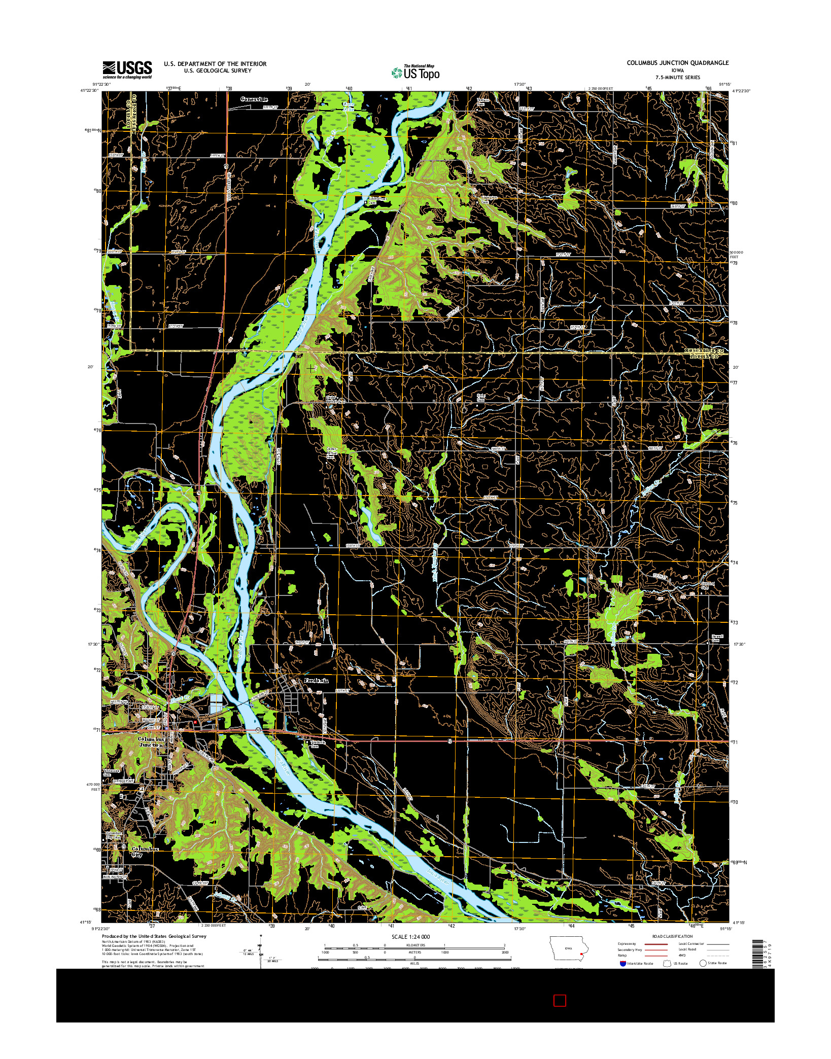 USGS US TOPO 7.5-MINUTE MAP FOR COLUMBUS JUNCTION, IA 2015