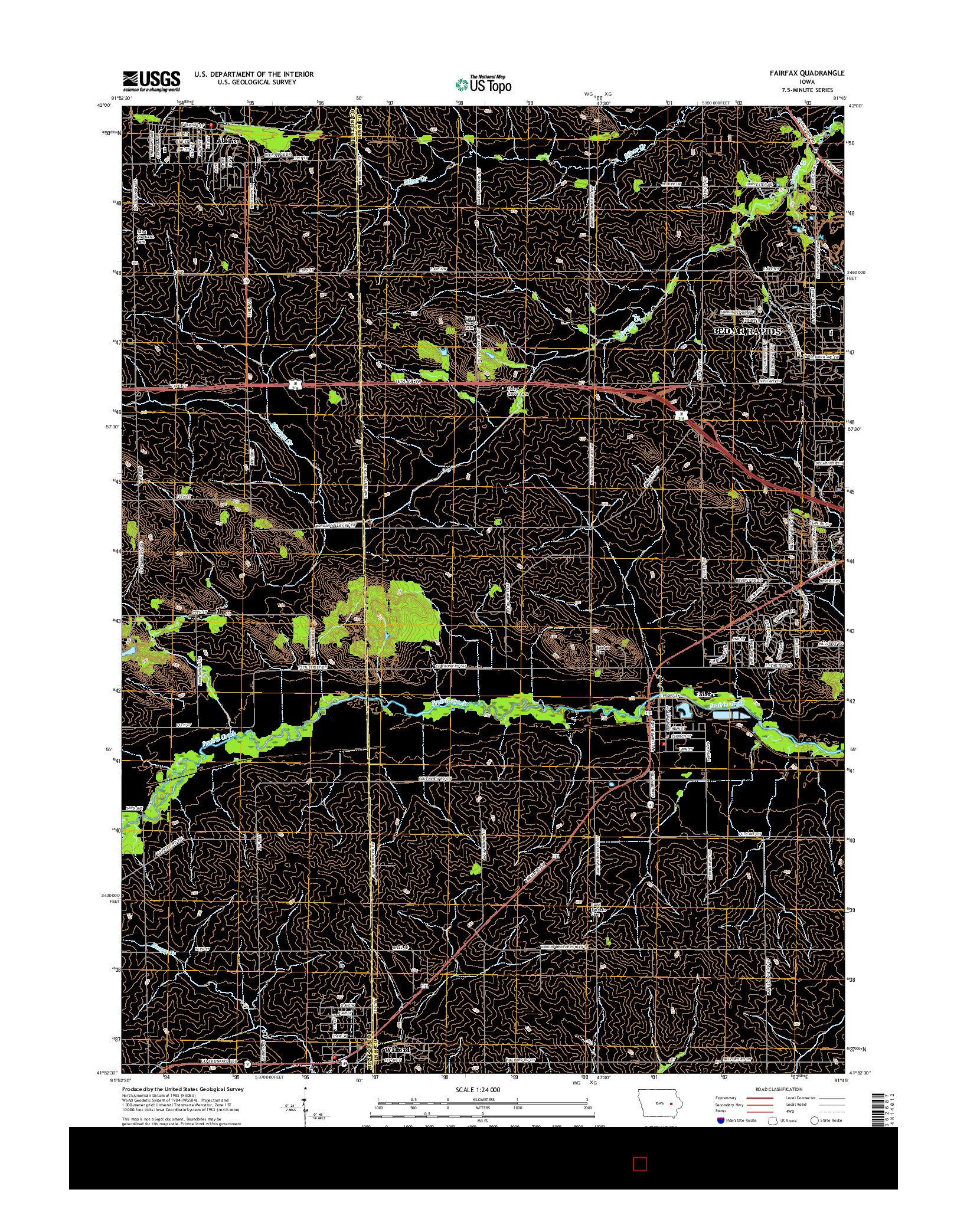USGS US TOPO 7.5-MINUTE MAP FOR FAIRFAX, IA 2015