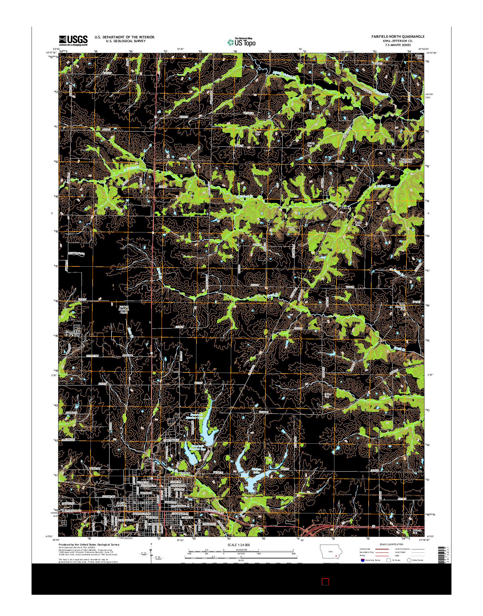 USGS US TOPO 7.5-MINUTE MAP FOR FAIRFIELD NORTH, IA 2015