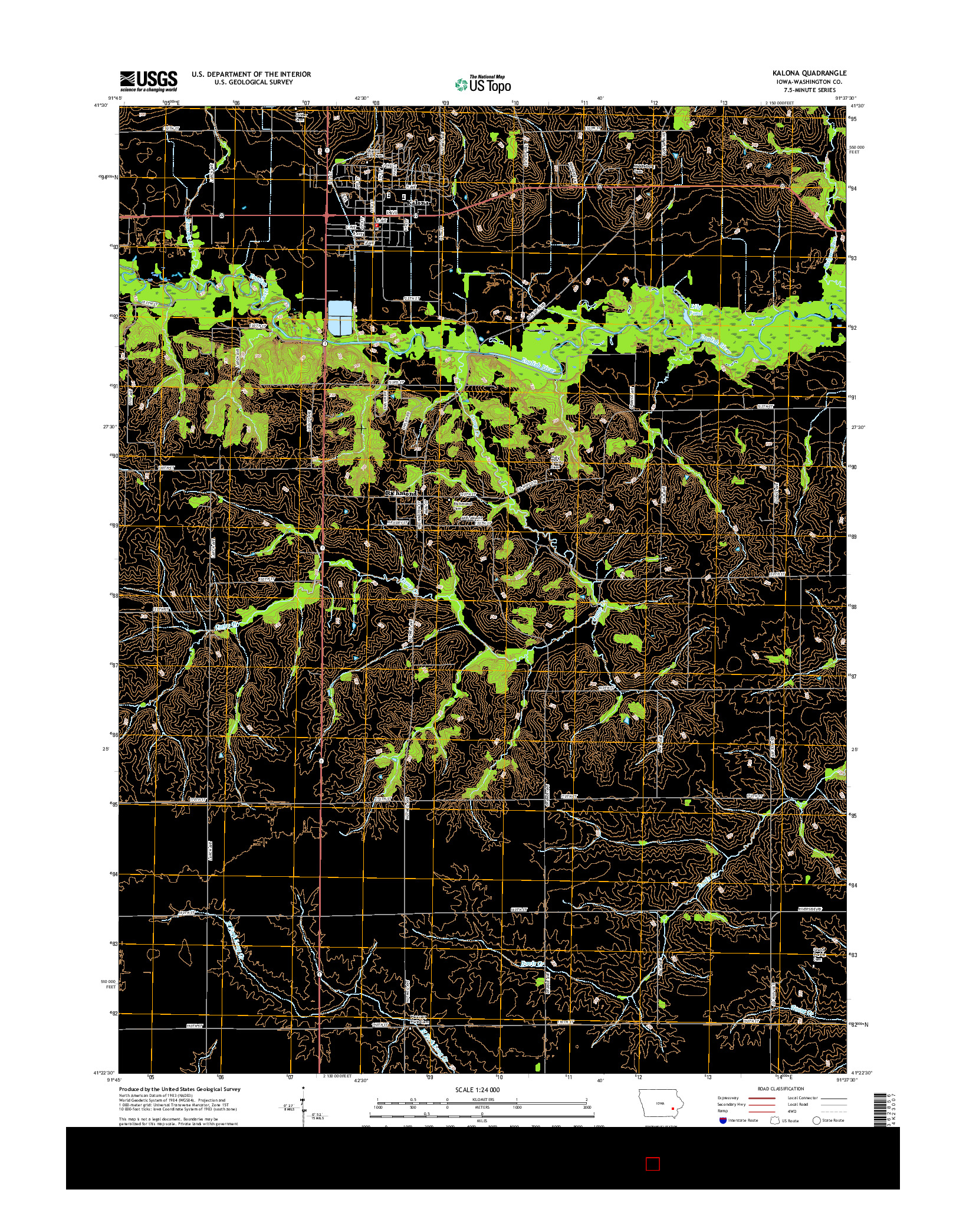 USGS US TOPO 7.5-MINUTE MAP FOR KALONA, IA 2015