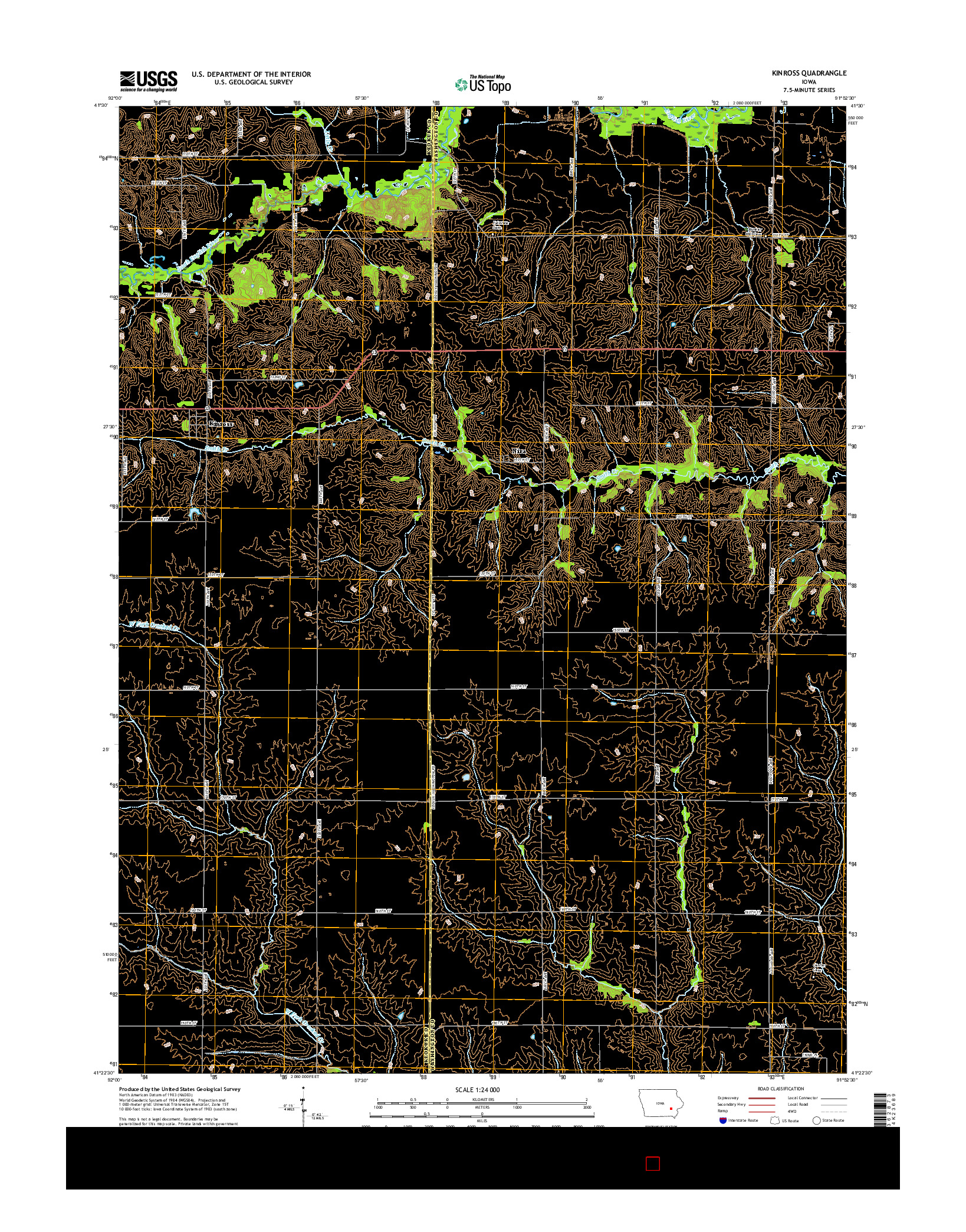 USGS US TOPO 7.5-MINUTE MAP FOR KINROSS, IA 2015