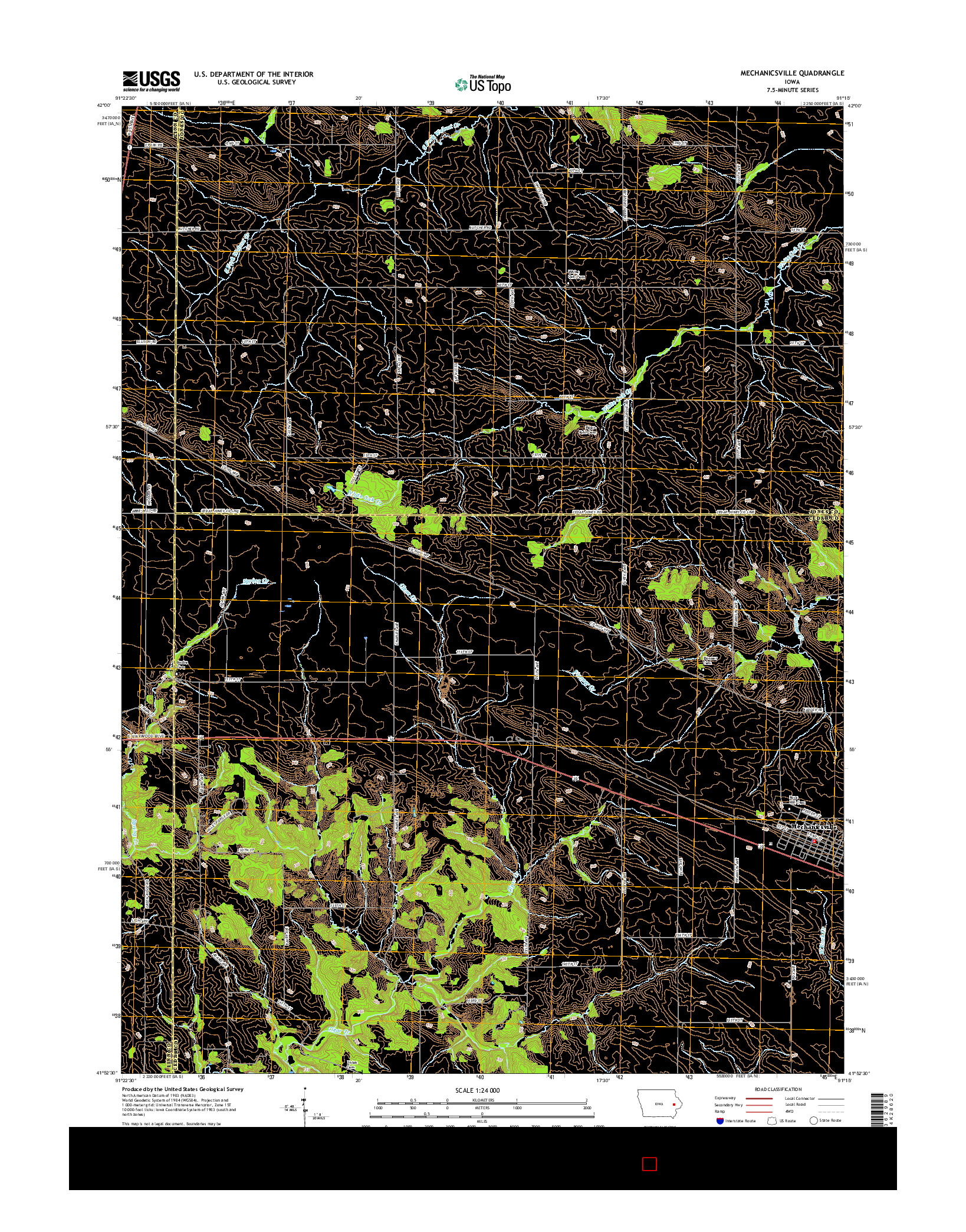 USGS US TOPO 7.5-MINUTE MAP FOR MECHANICSVILLE, IA 2015