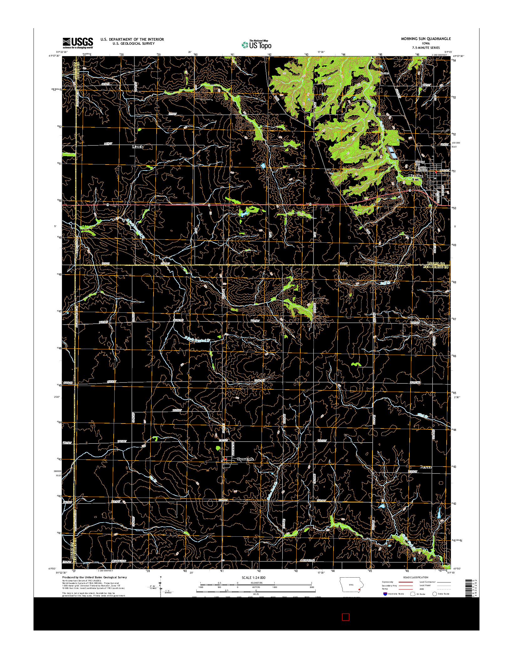 USGS US TOPO 7.5-MINUTE MAP FOR MORNING SUN, IA 2015