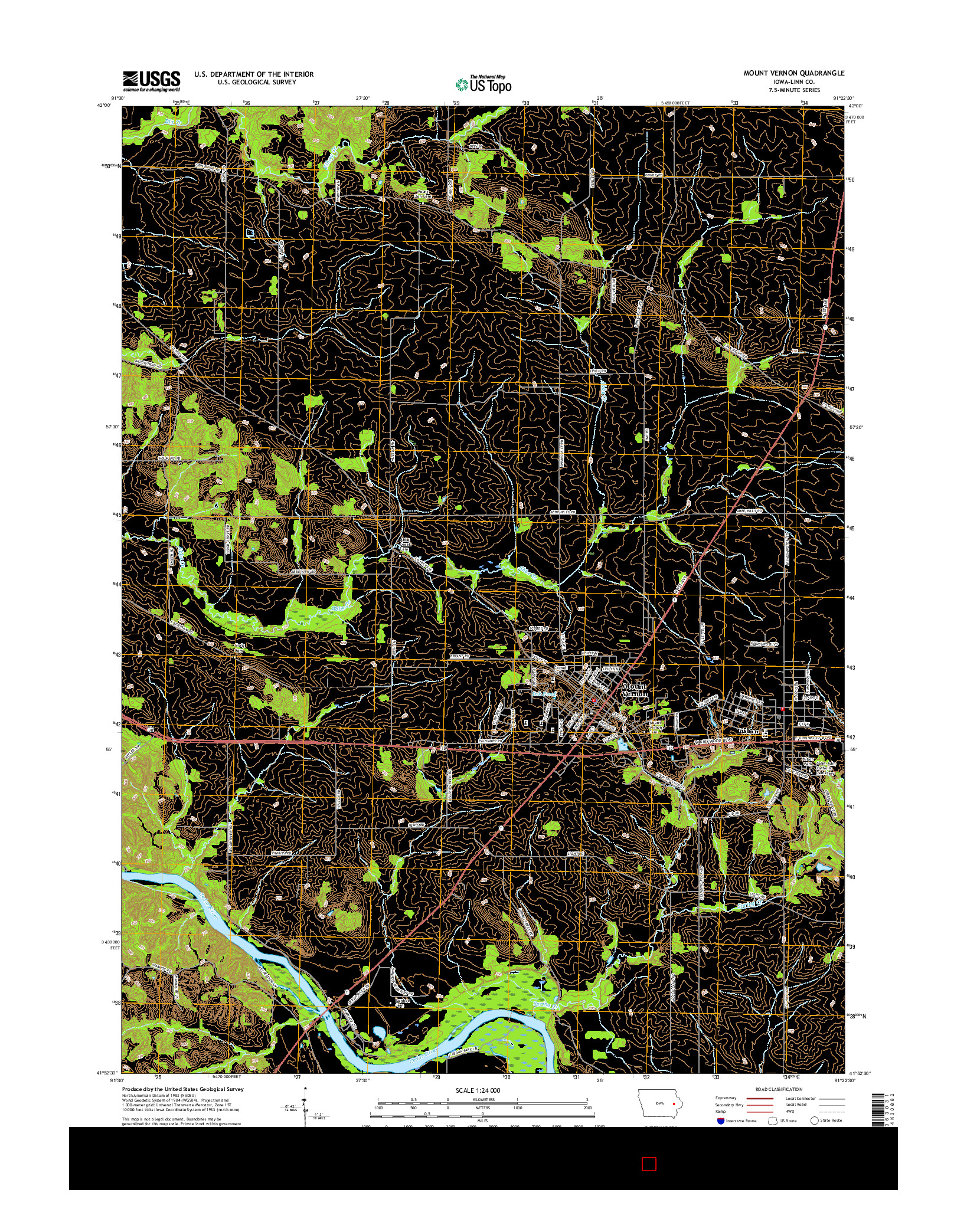 USGS US TOPO 7.5-MINUTE MAP FOR MOUNT VERNON, IA 2015