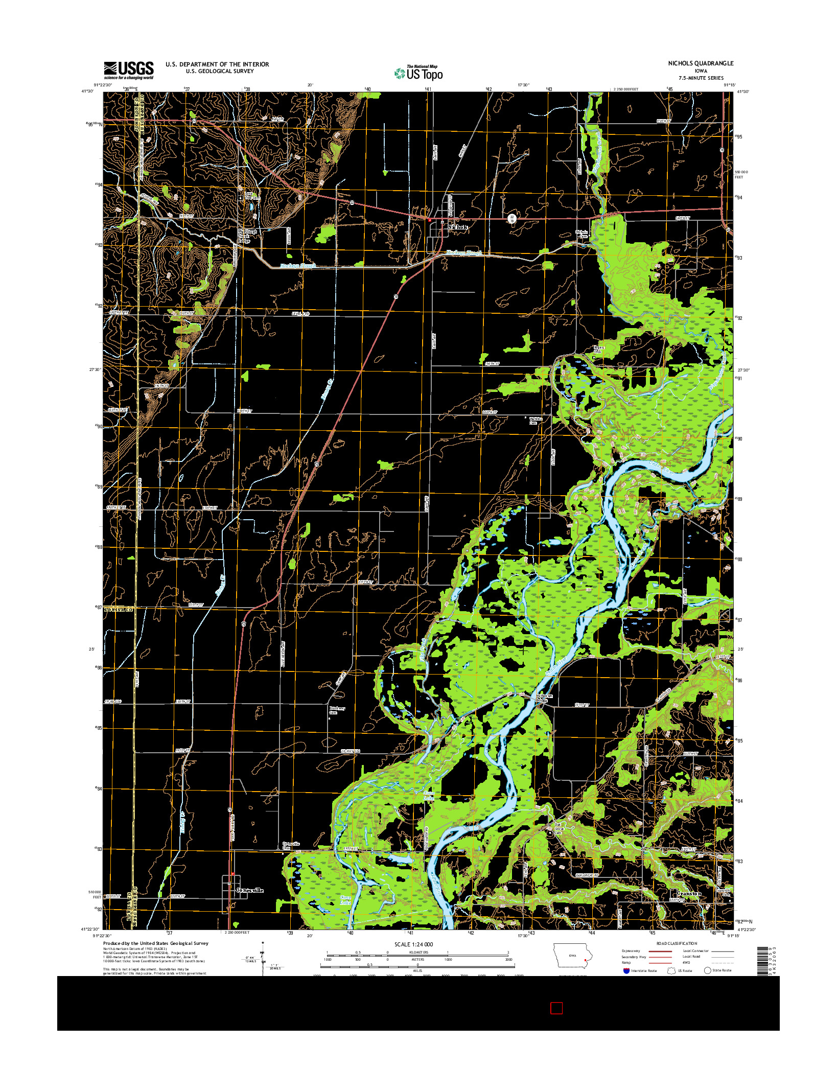 USGS US TOPO 7.5-MINUTE MAP FOR NICHOLS, IA 2015