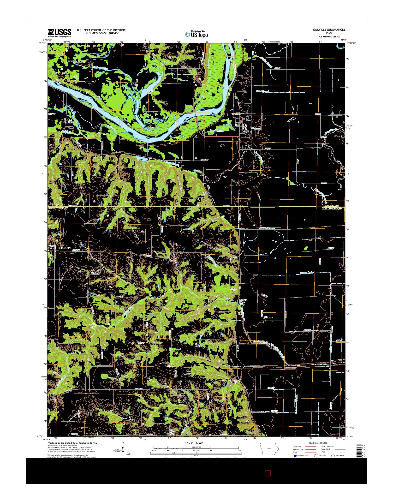 USGS US TOPO 7.5-MINUTE MAP FOR OAKVILLE, IA 2015