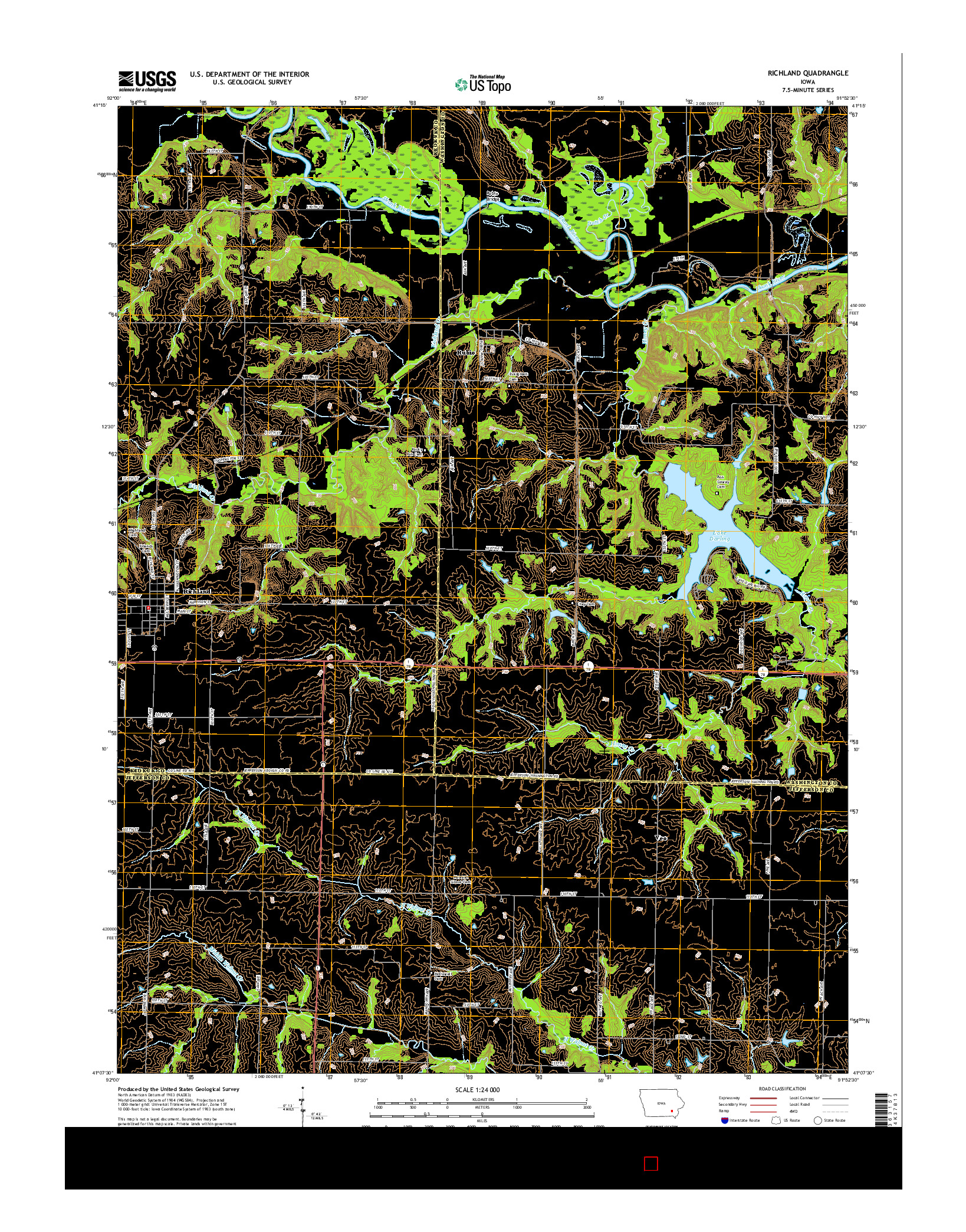 USGS US TOPO 7.5-MINUTE MAP FOR RICHLAND, IA 2015