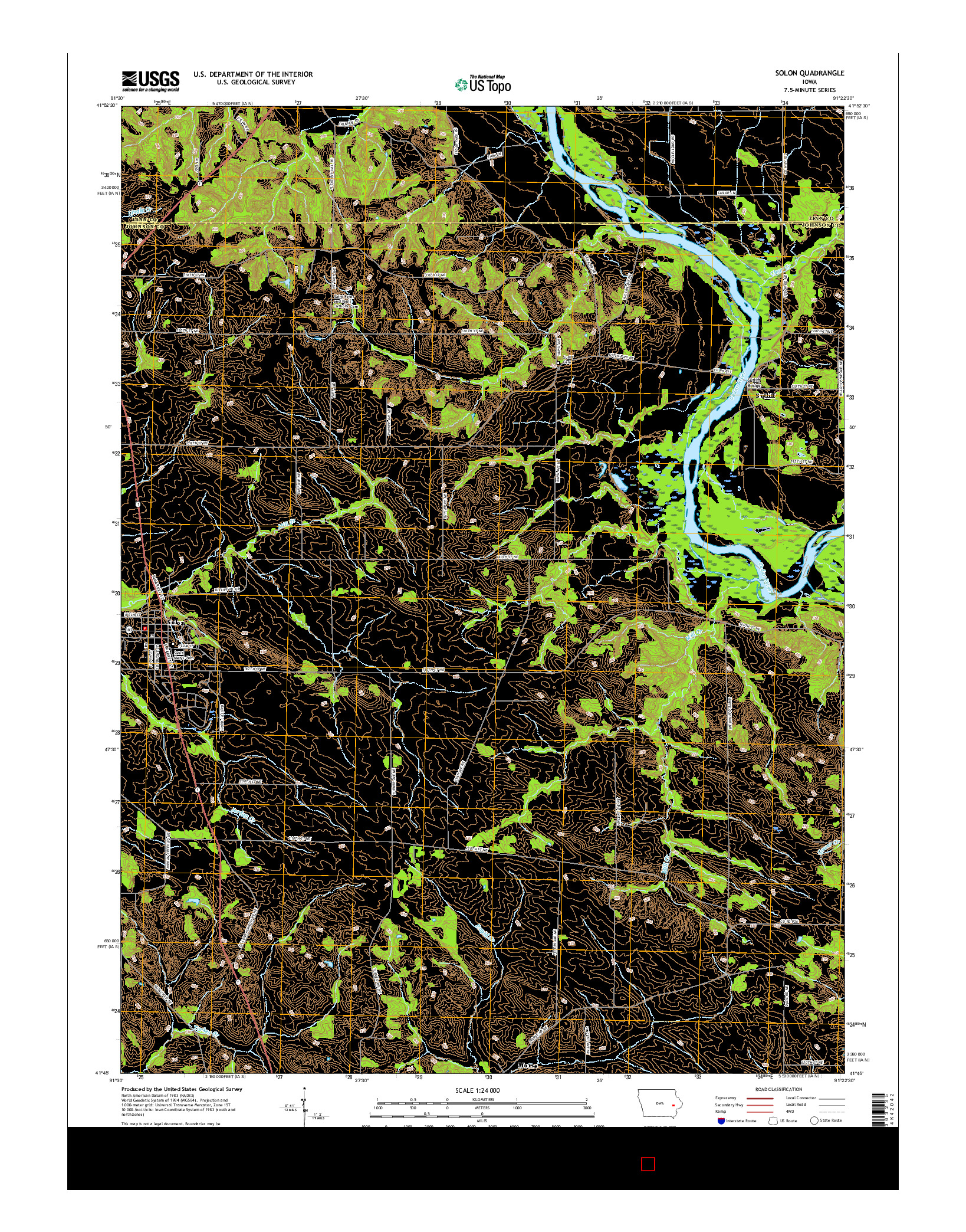 USGS US TOPO 7.5-MINUTE MAP FOR SOLON, IA 2015
