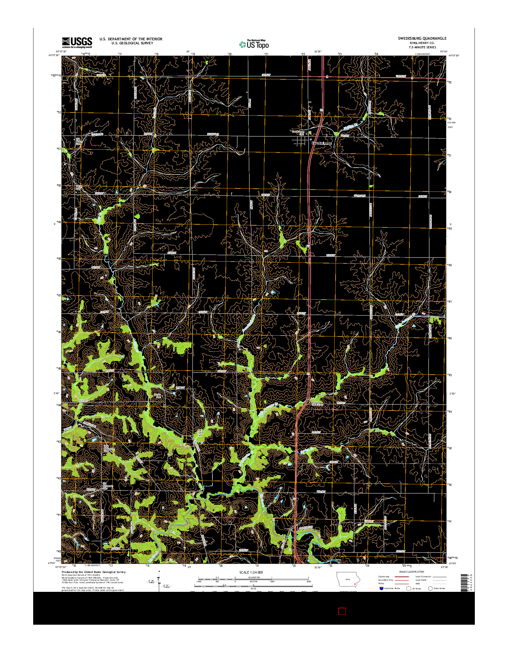 USGS US TOPO 7.5-MINUTE MAP FOR SWEDESBURG, IA 2015
