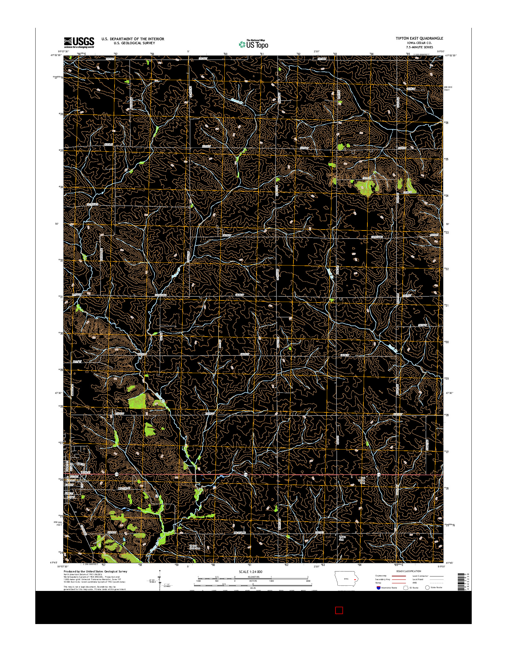 USGS US TOPO 7.5-MINUTE MAP FOR TIPTON EAST, IA 2015