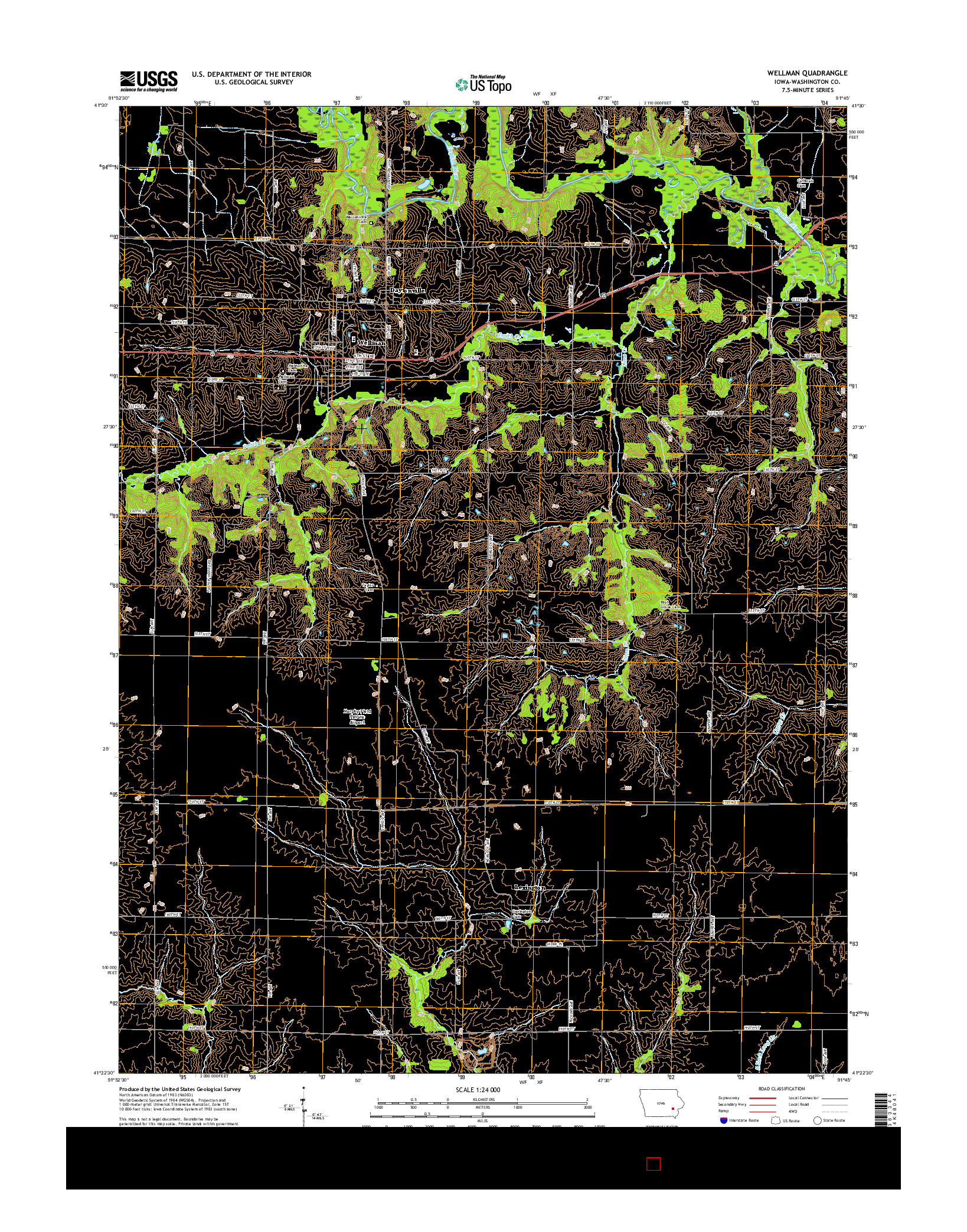 USGS US TOPO 7.5-MINUTE MAP FOR WELLMAN, IA 2015