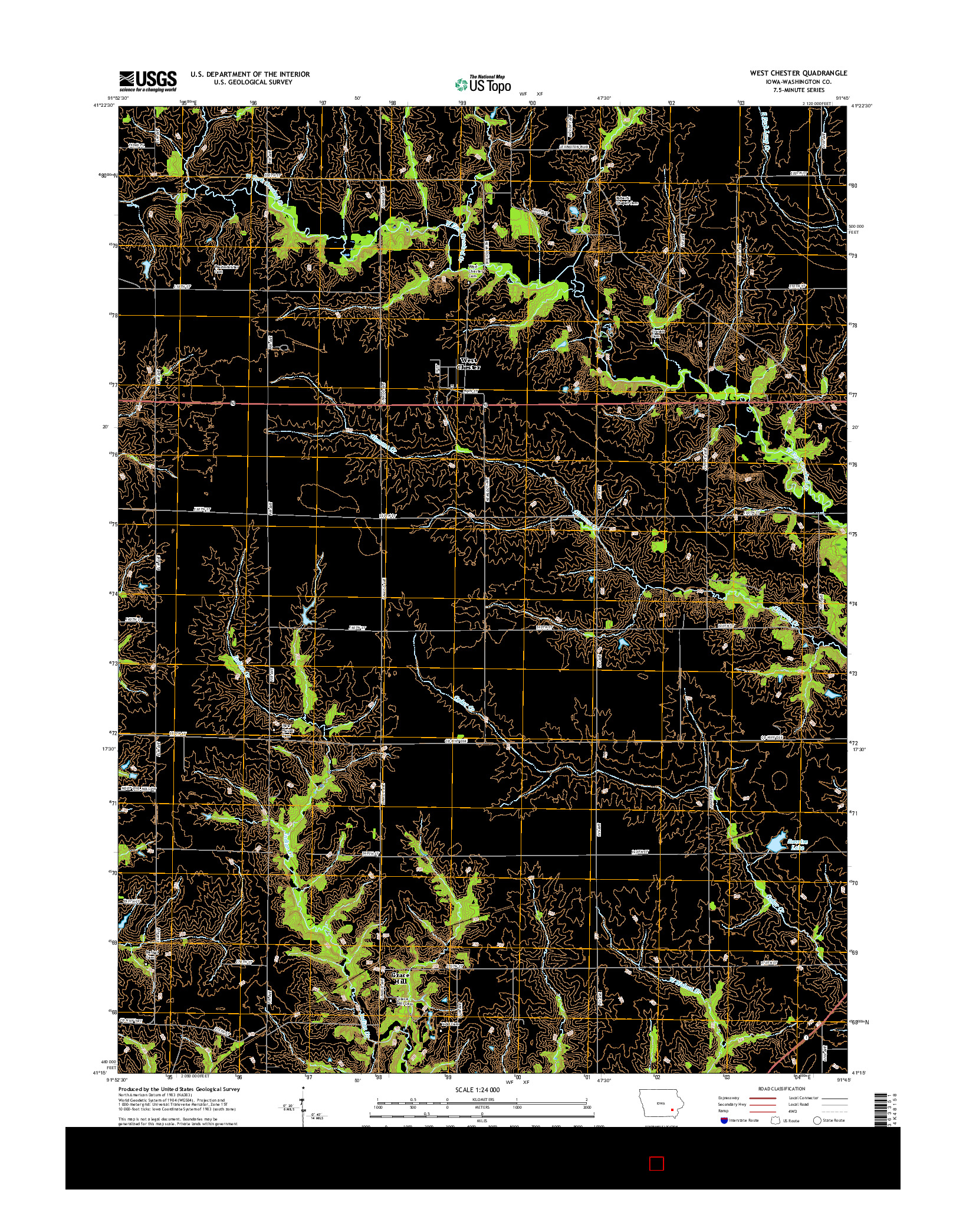 USGS US TOPO 7.5-MINUTE MAP FOR WEST CHESTER, IA 2015