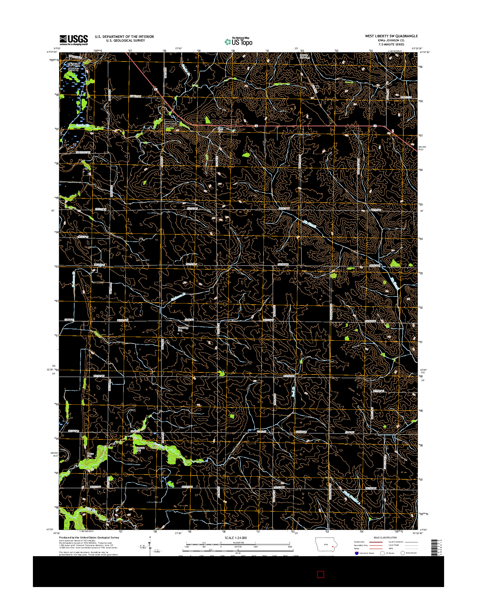USGS US TOPO 7.5-MINUTE MAP FOR WEST LIBERTY SW, IA 2015