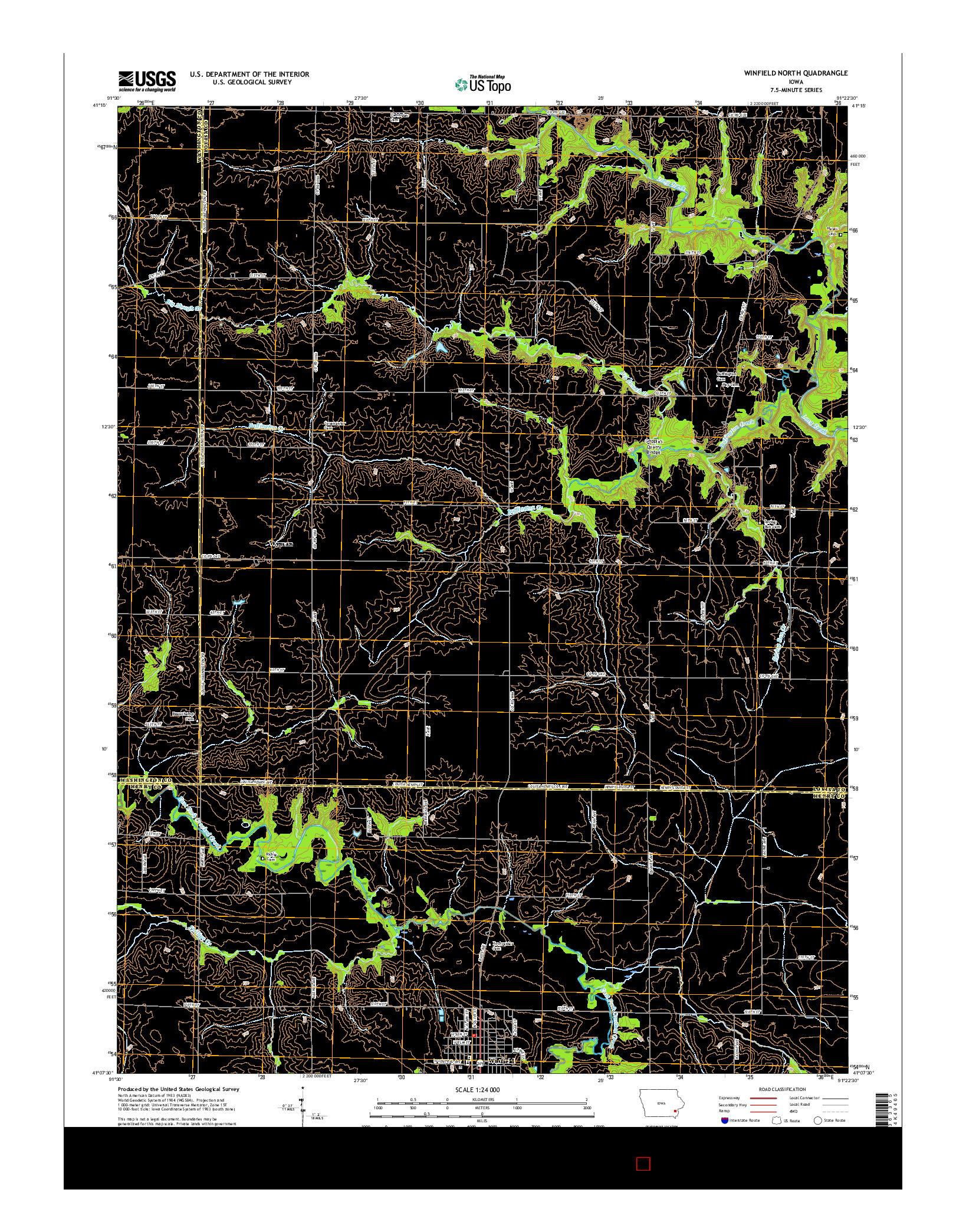 USGS US TOPO 7.5-MINUTE MAP FOR WINFIELD NORTH, IA 2015