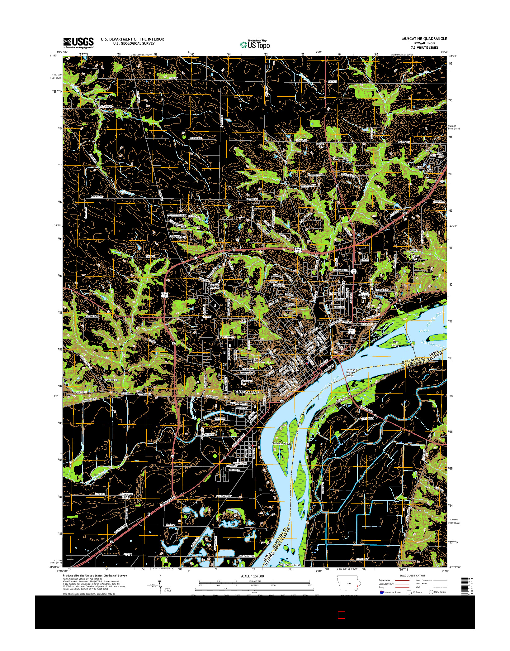 USGS US TOPO 7.5-MINUTE MAP FOR MUSCATINE, IA-IL 2015