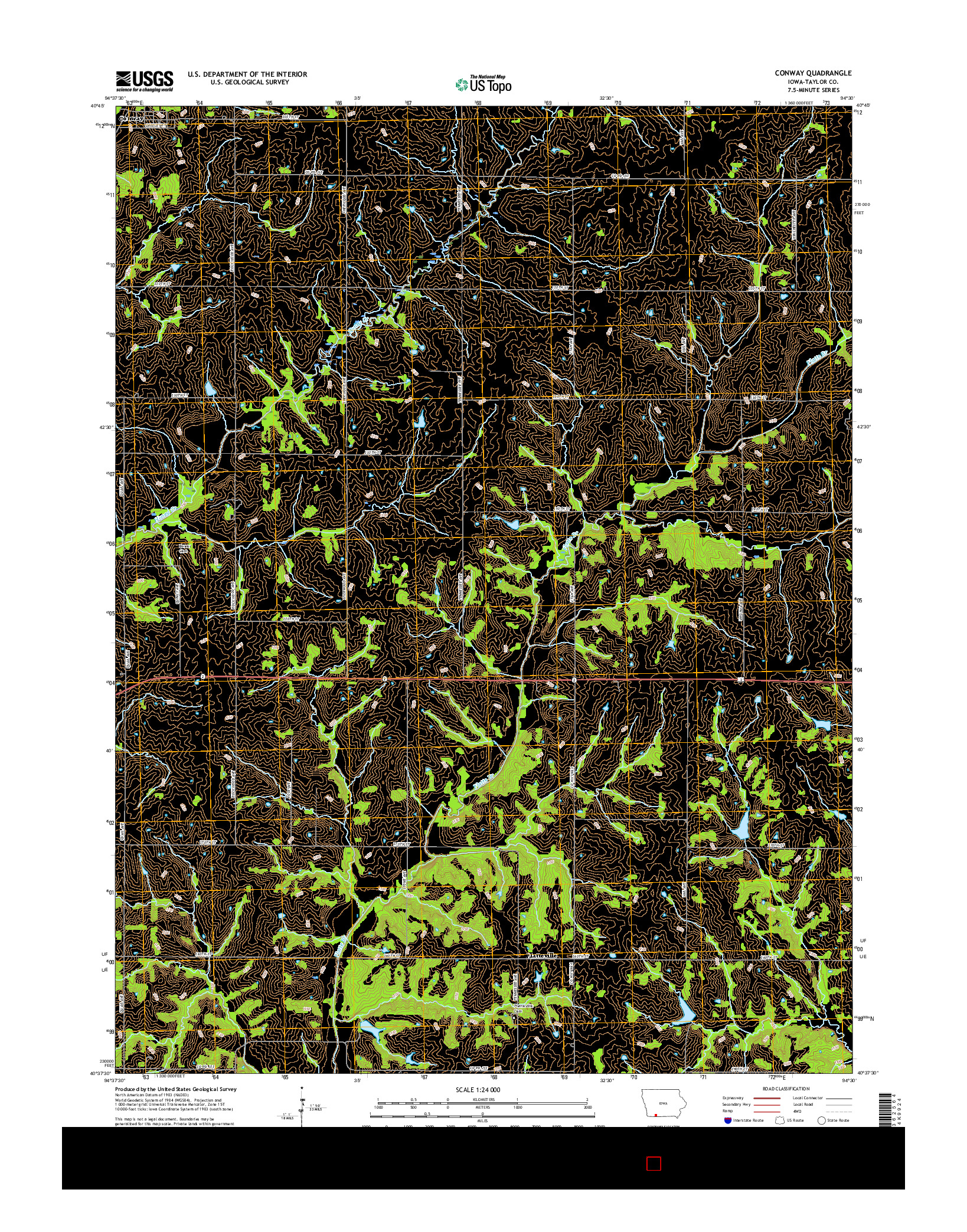 USGS US TOPO 7.5-MINUTE MAP FOR CONWAY, IA 2015